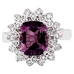 Anello di scapolite con diamanti da 2,72 carati in oro bianco 14K
