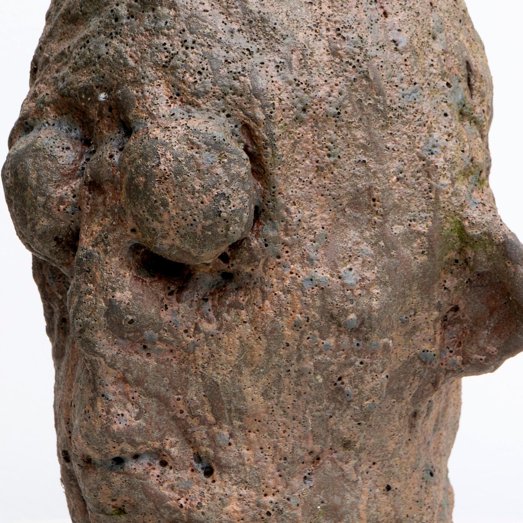 Brutalistischer Expressionist Keramik Kopf Skulptur Testa Nº12 - Feuerfestes Steingut im Angebot 9