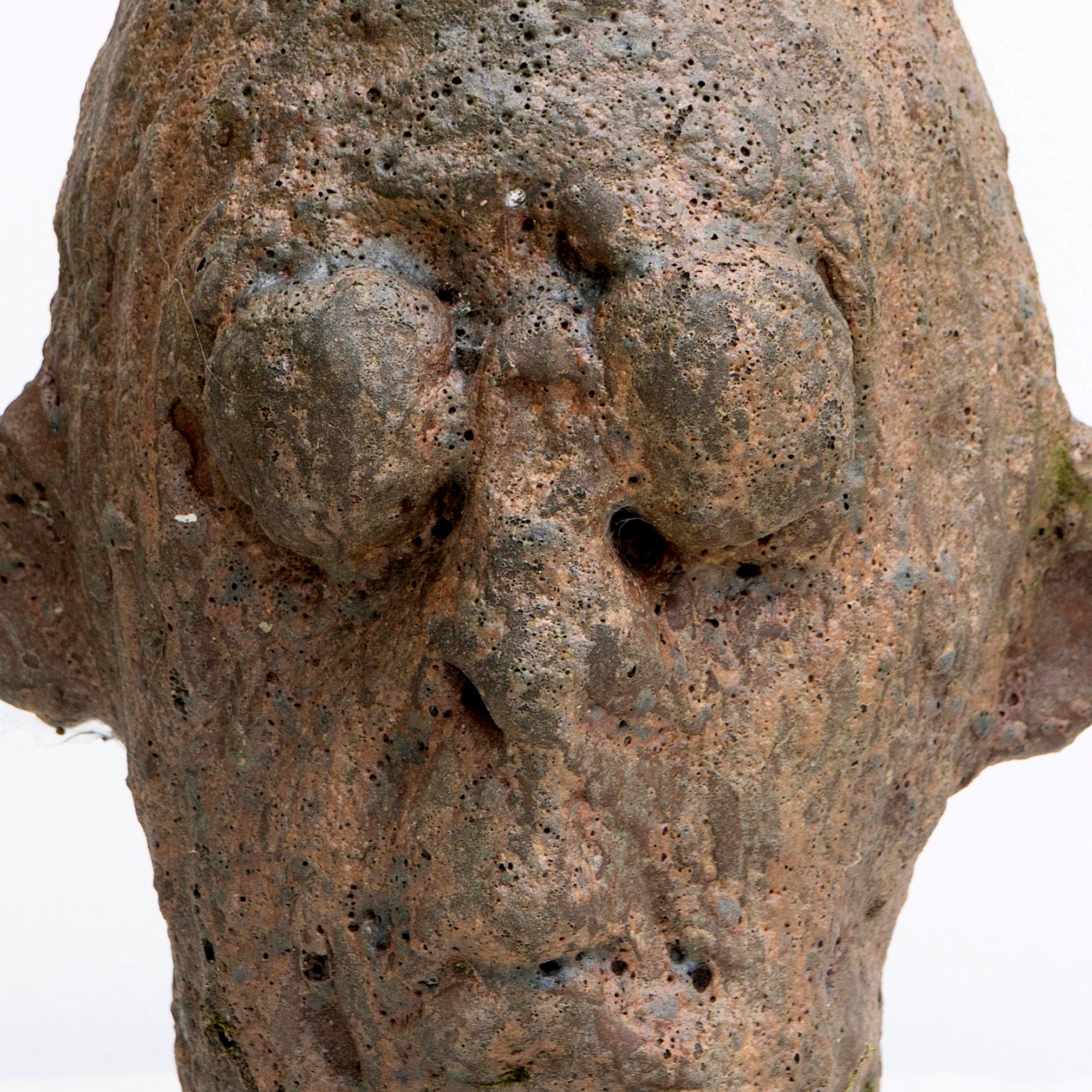 Brutalistischer Expressionist Keramik Kopf Skulptur Testa Nº12 - Feuerfestes Steingut im Angebot 10