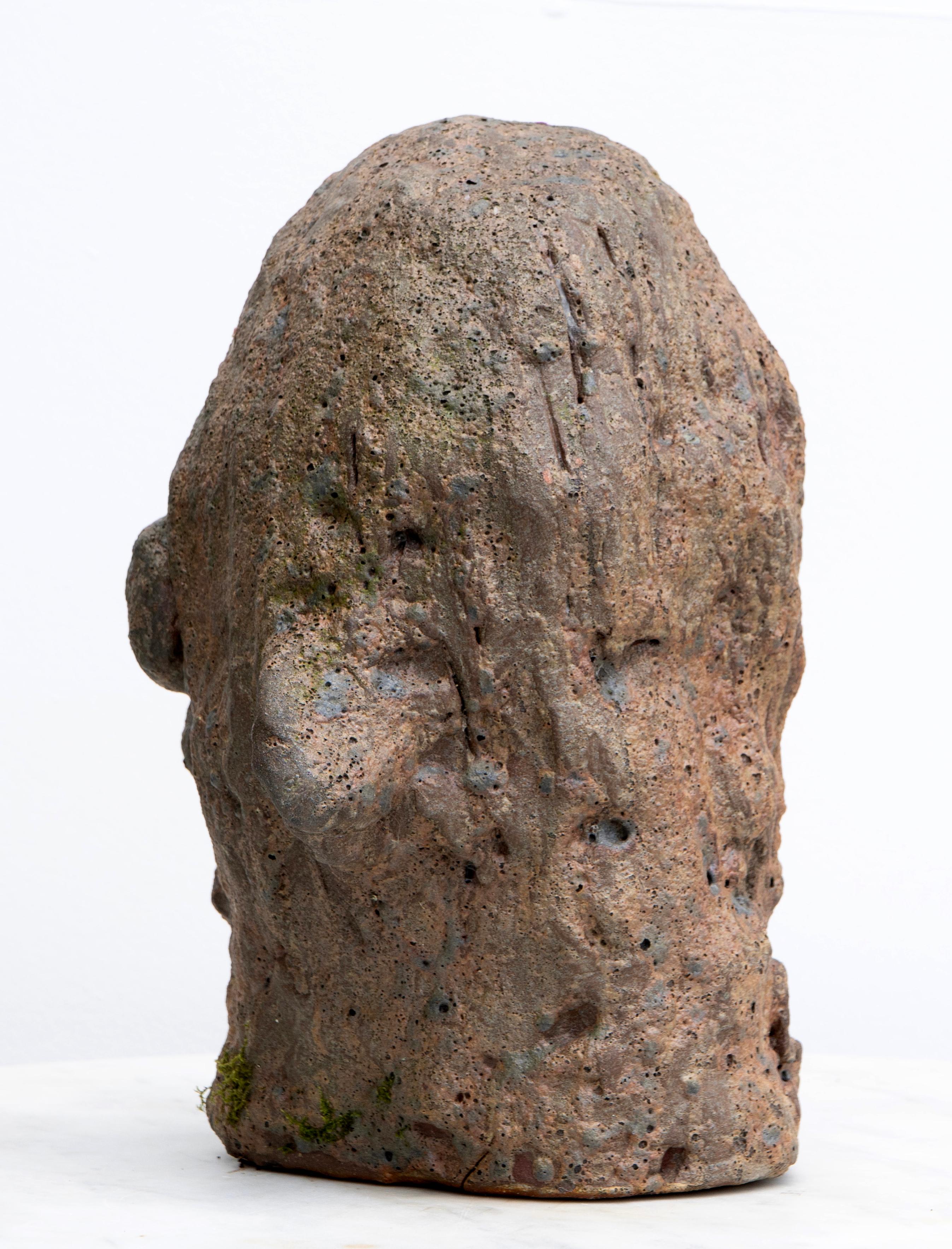 Brutalistischer Expressionist Keramik Kopf Skulptur Testa Nº12 - Feuerfestes Steingut im Angebot 2