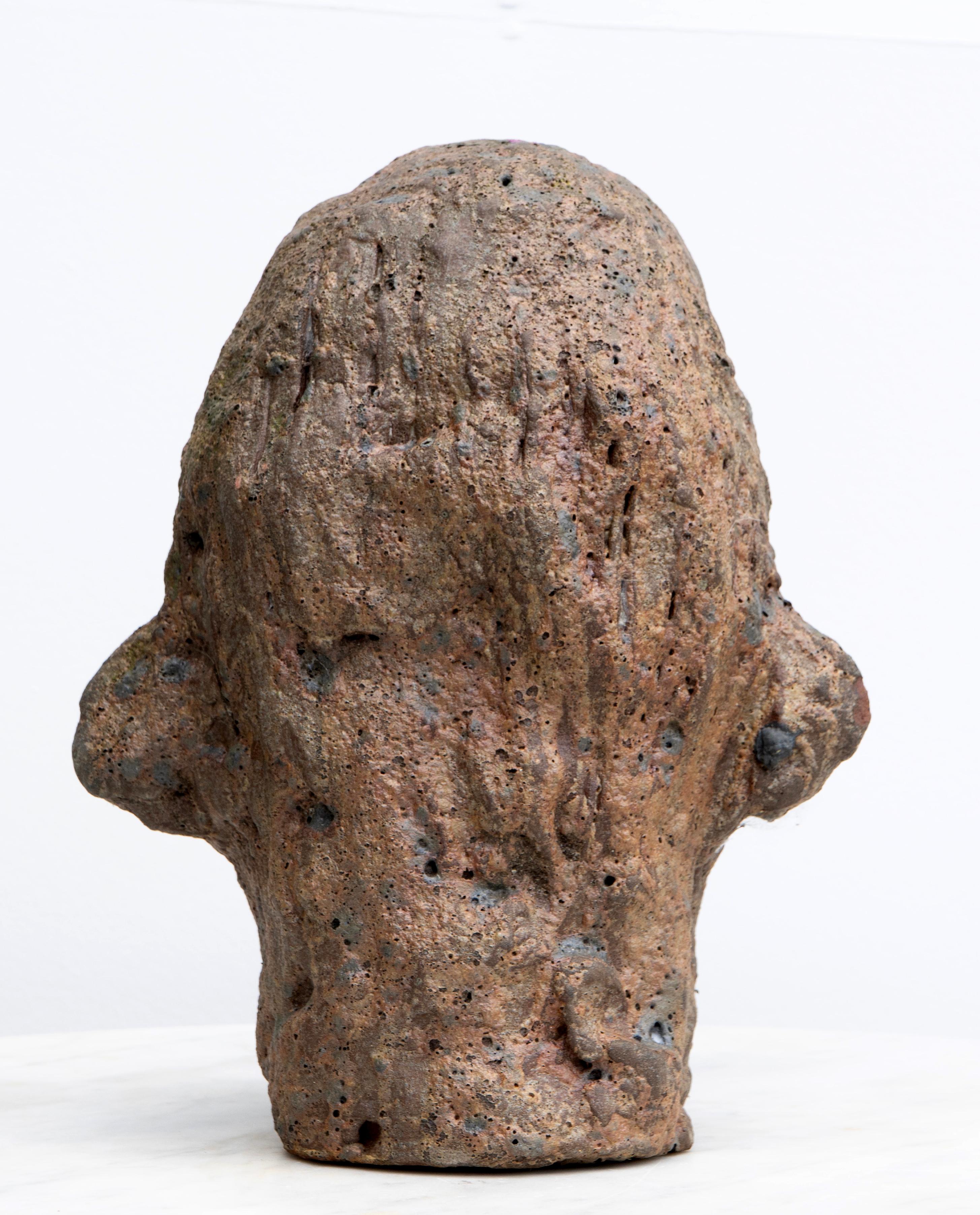 Brutalistischer Expressionist Keramik Kopf Skulptur Testa Nº12 - Feuerfestes Steingut im Angebot 3