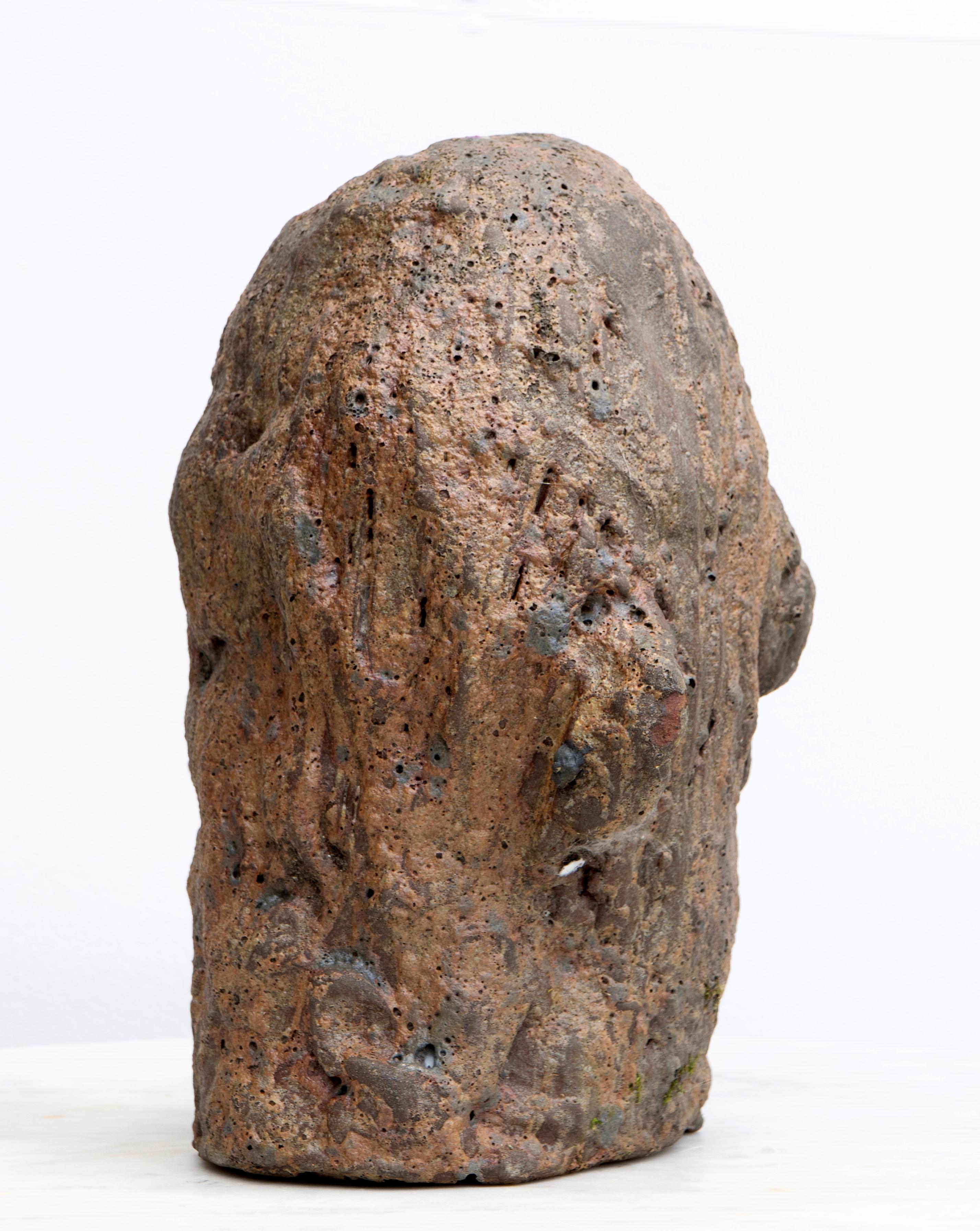 Brutalistischer Expressionist Keramik Kopf Skulptur Testa Nº12 - Feuerfestes Steingut im Angebot 4