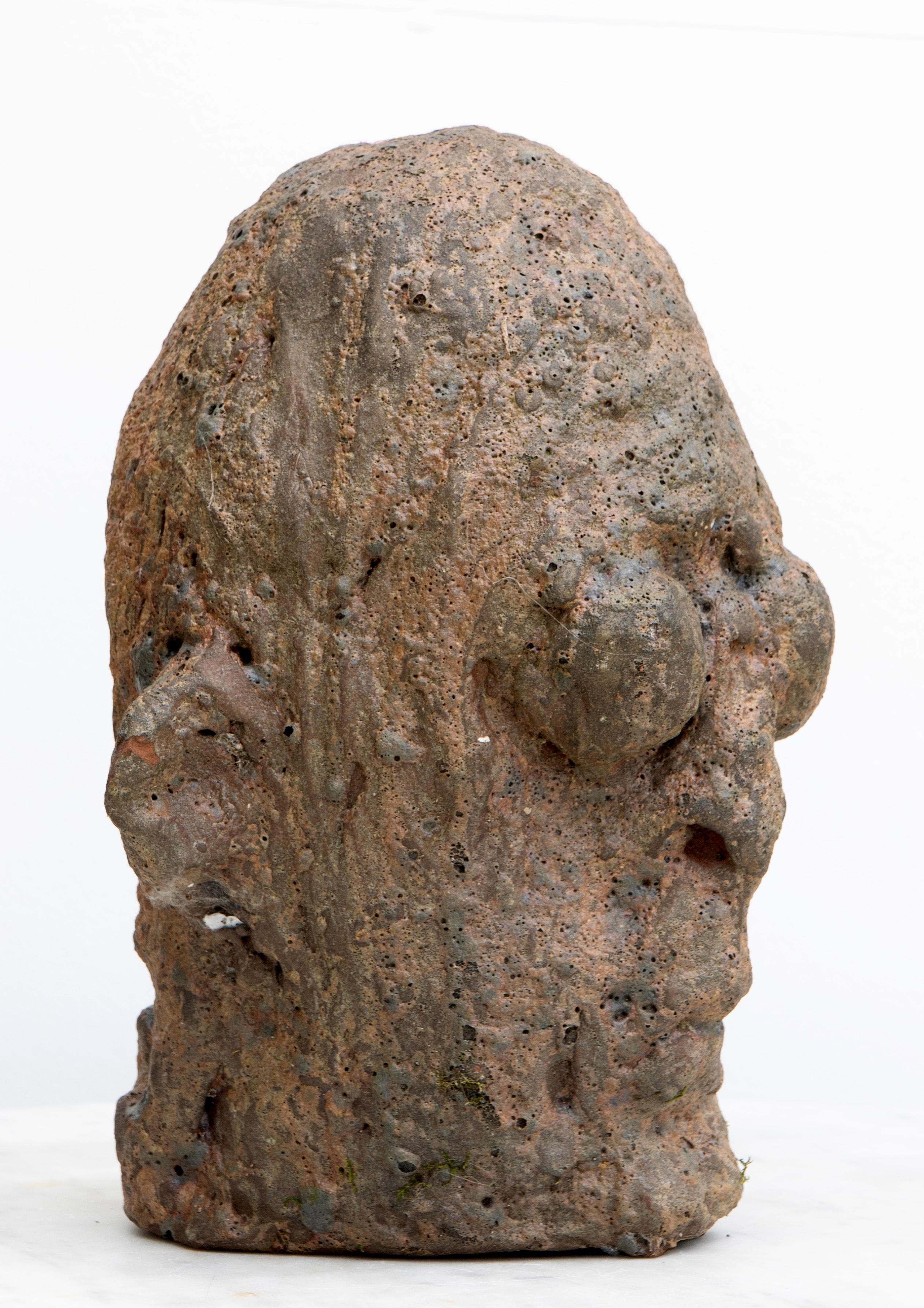 Brutalistischer Expressionist Keramik Kopf Skulptur Testa Nº12 - Feuerfestes Steingut im Angebot 6
