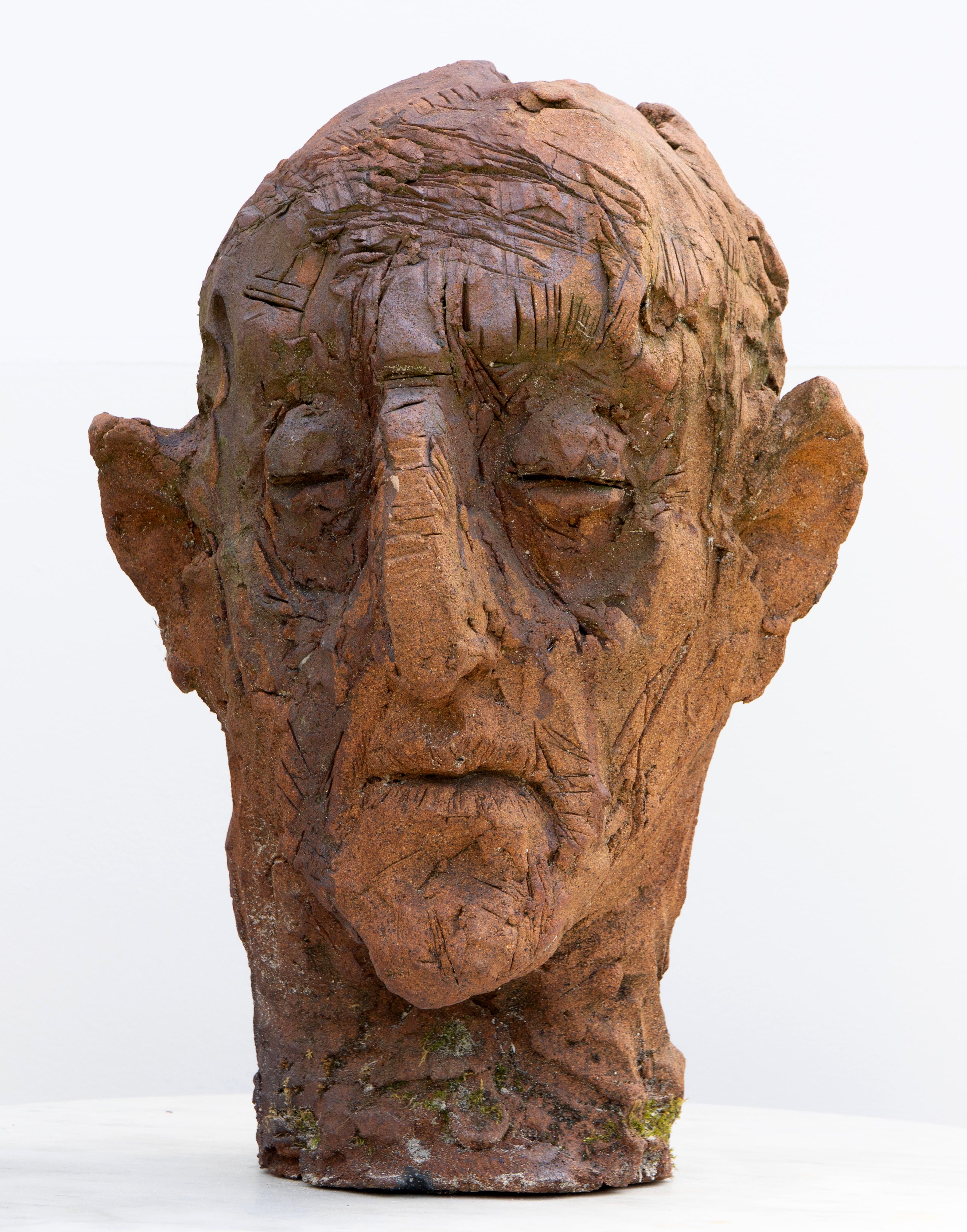 Ceramic Expressionist Head in White Stoneware with Bismuth Rakú Glaze. Testa 9 For Sale 7