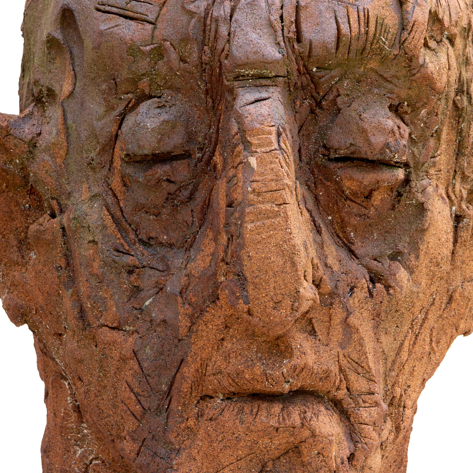 Ceramic Expressionist Head in White Stoneware with Bismuth Rakú Glaze. Testa 9 For Sale 11