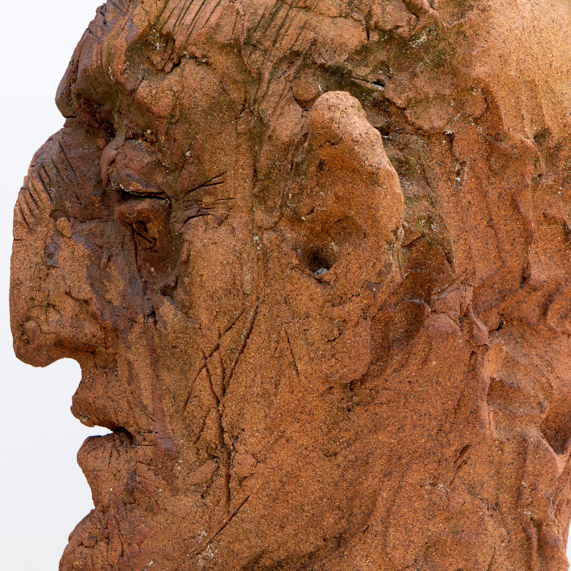 Ceramic Expressionist Head in White Stoneware with Bismuth Rakú Glaze. Testa 9 For Sale 14