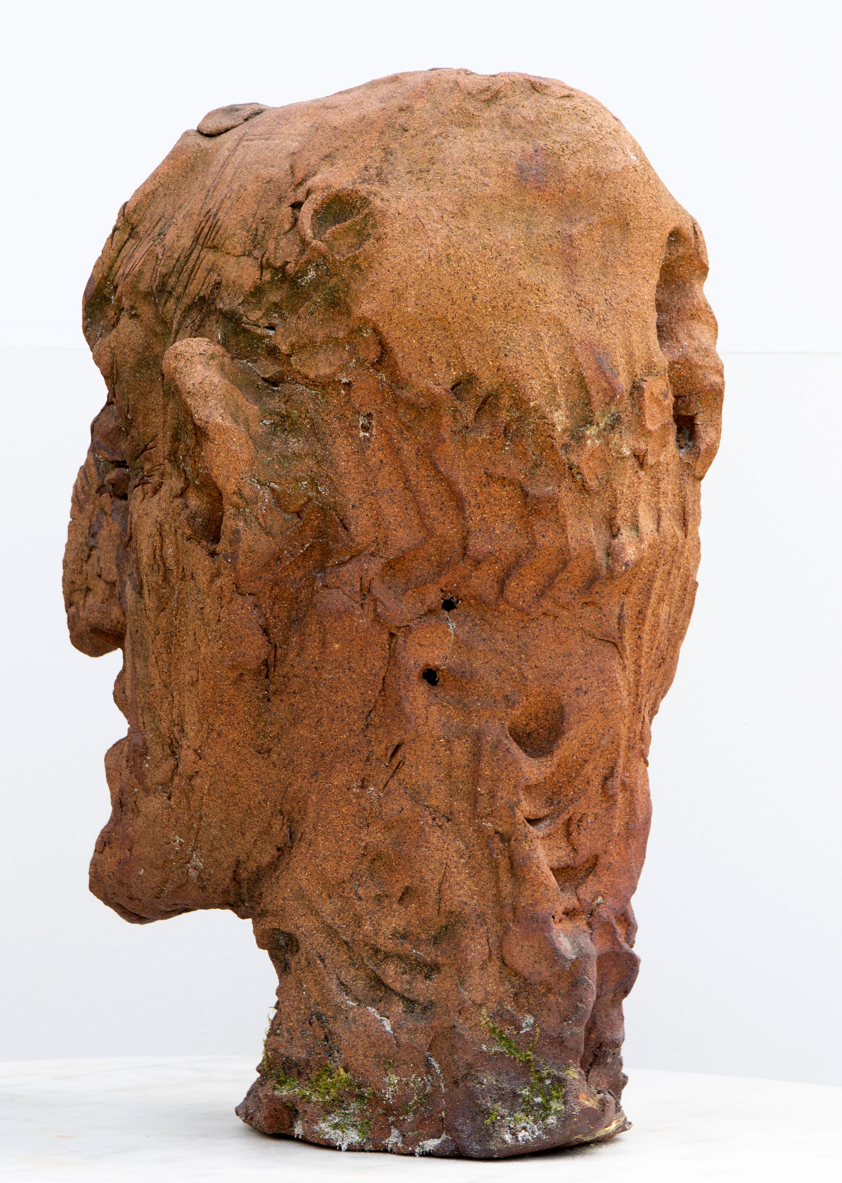 Ceramic Expressionist Head in White Stoneware with Bismuth Rakú Glaze. Testa 9 For Sale 4