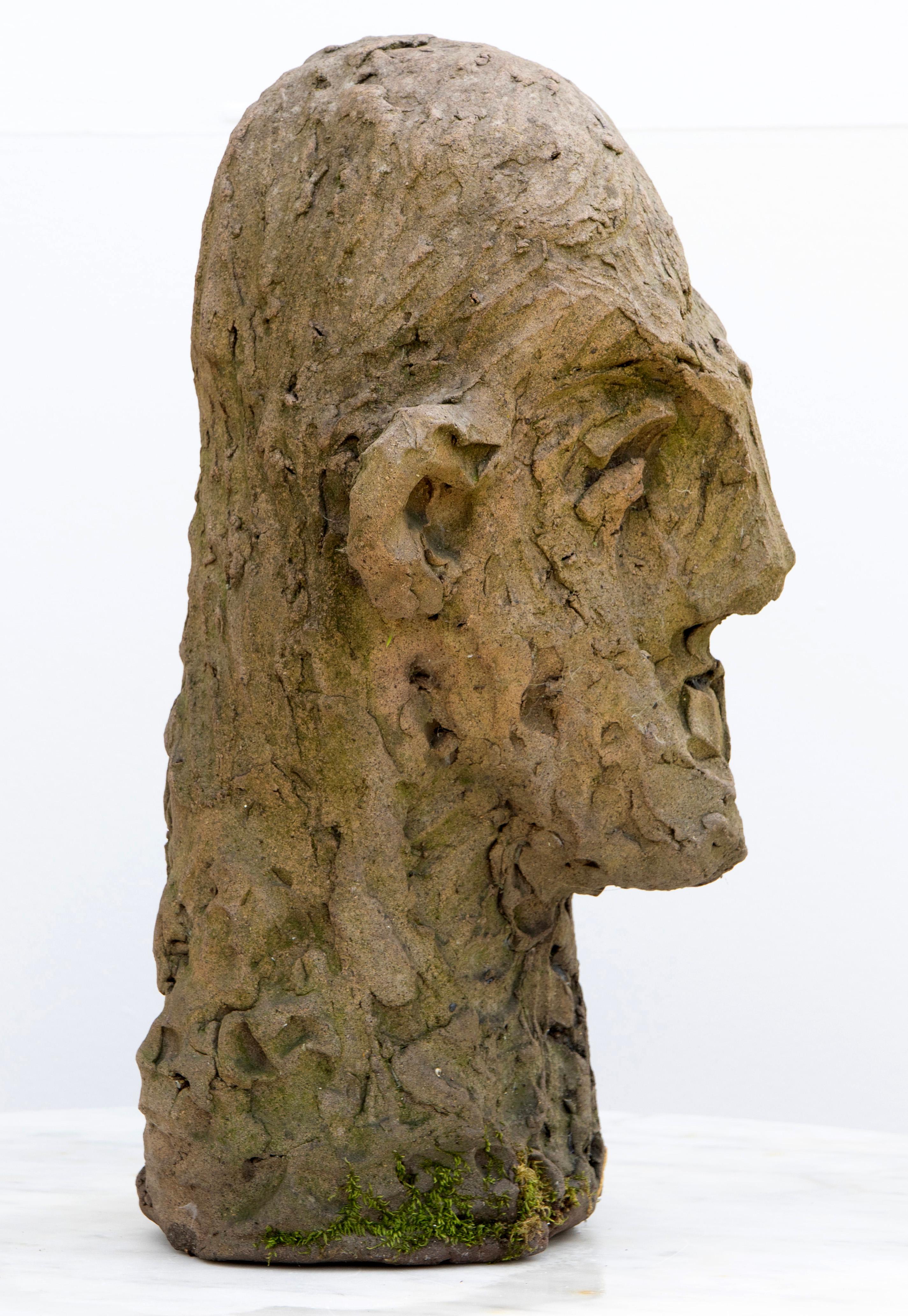 Contemporary Expressionist Ceramic Head in Refractory Stoneware with Kintsugi For Sale 4