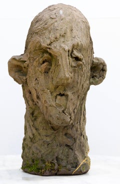 Contemporary Expressionist Ceramic Head in Refractory Stoneware with Kintsugi