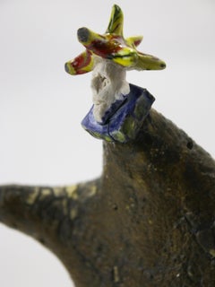 Contemporary Hand Built Ceramic Figurative Sculpture Extravagant Harlequin Gold