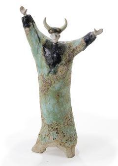 Contemporary Hand Built Ceramic Figurative Sculpture Extravagant Viking