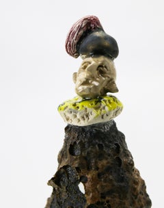 Contemporary Hand Made Ceramic Figurative Sculpture Extravagant Volcano Textured