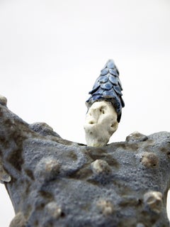 Contemporary Vertical Ceramic Figurative Sculpture Extravagant Tenor Textured