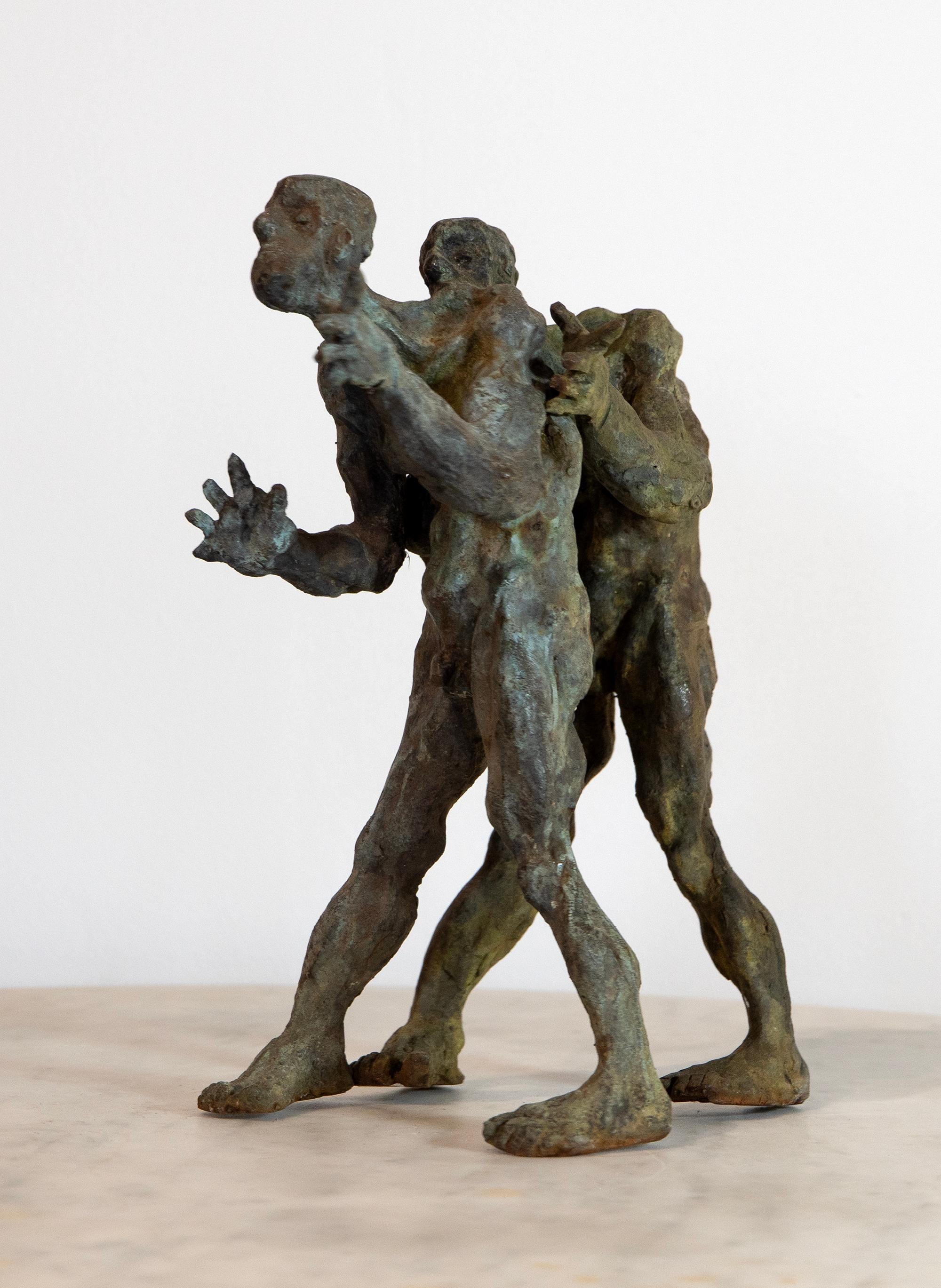 Dual Earthbound Wanderers - 2023, Coppia di sculture in bronzo a cera persa, espressionista in vendita 5