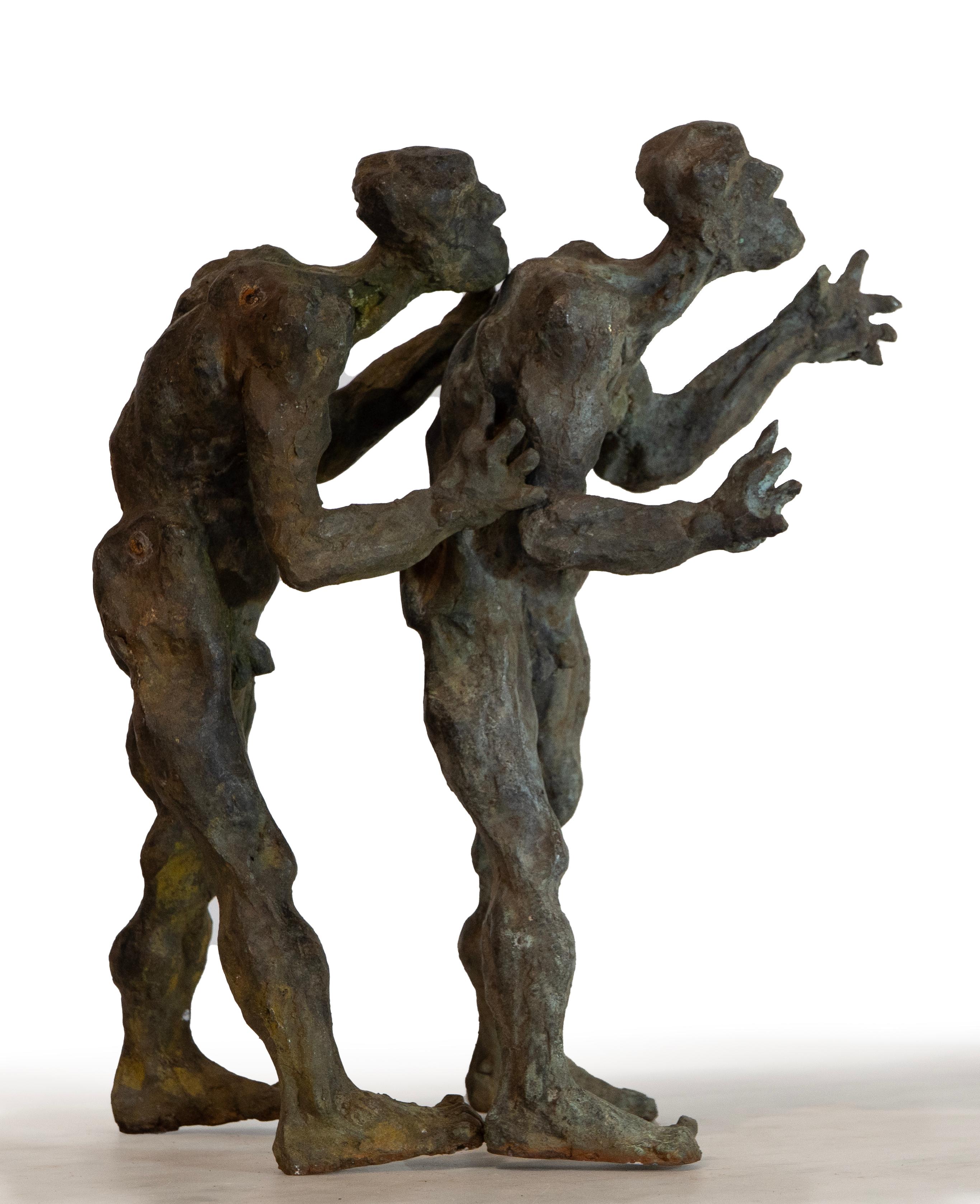 Dual Earthbound Wanderers - 2023, Coppia di sculture in bronzo a cera persa, espressionista in vendita 6