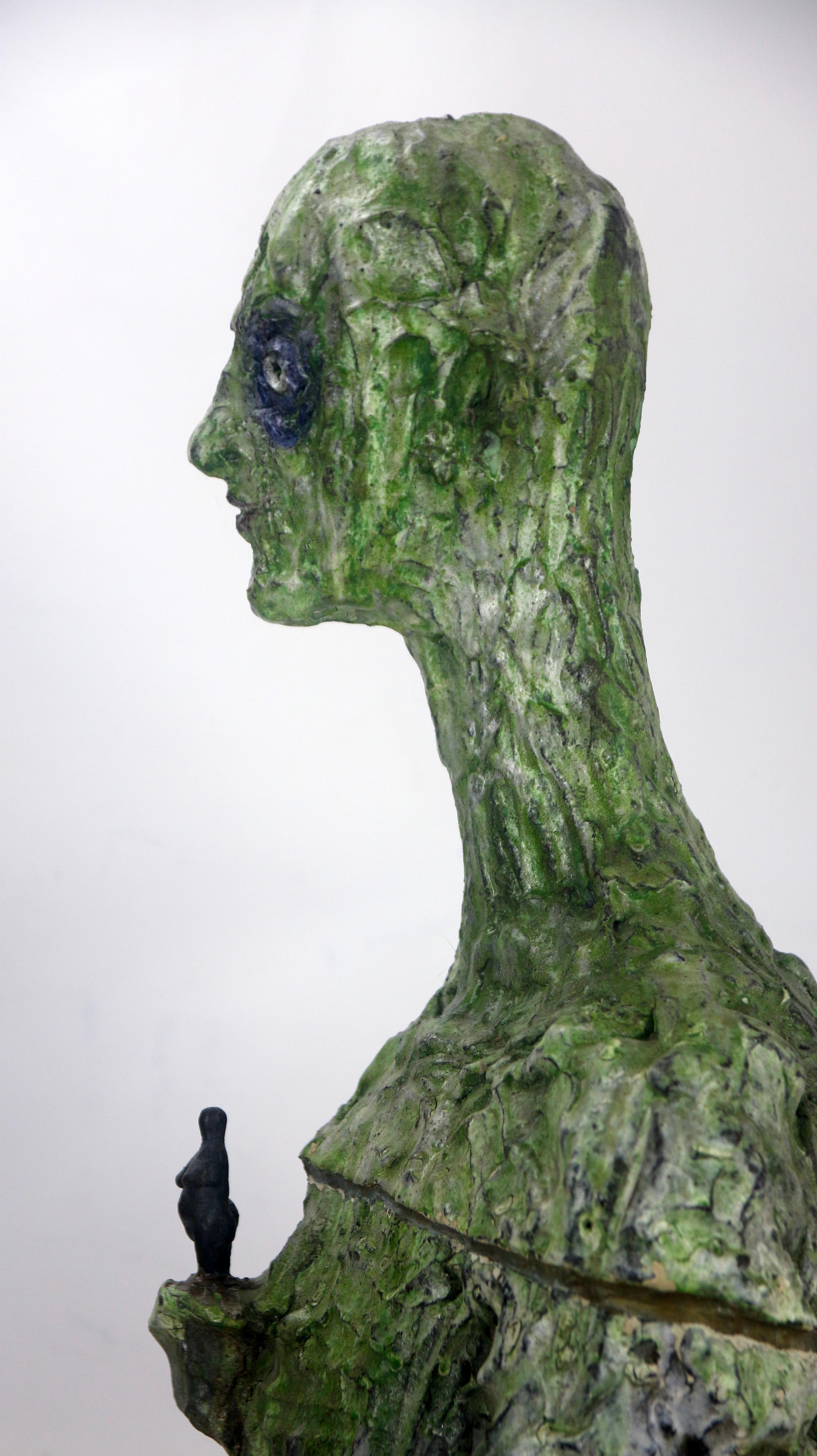 Sculpture de buste en céramique et en bronze de style expressionniste avec surface fragmentée en vente 7