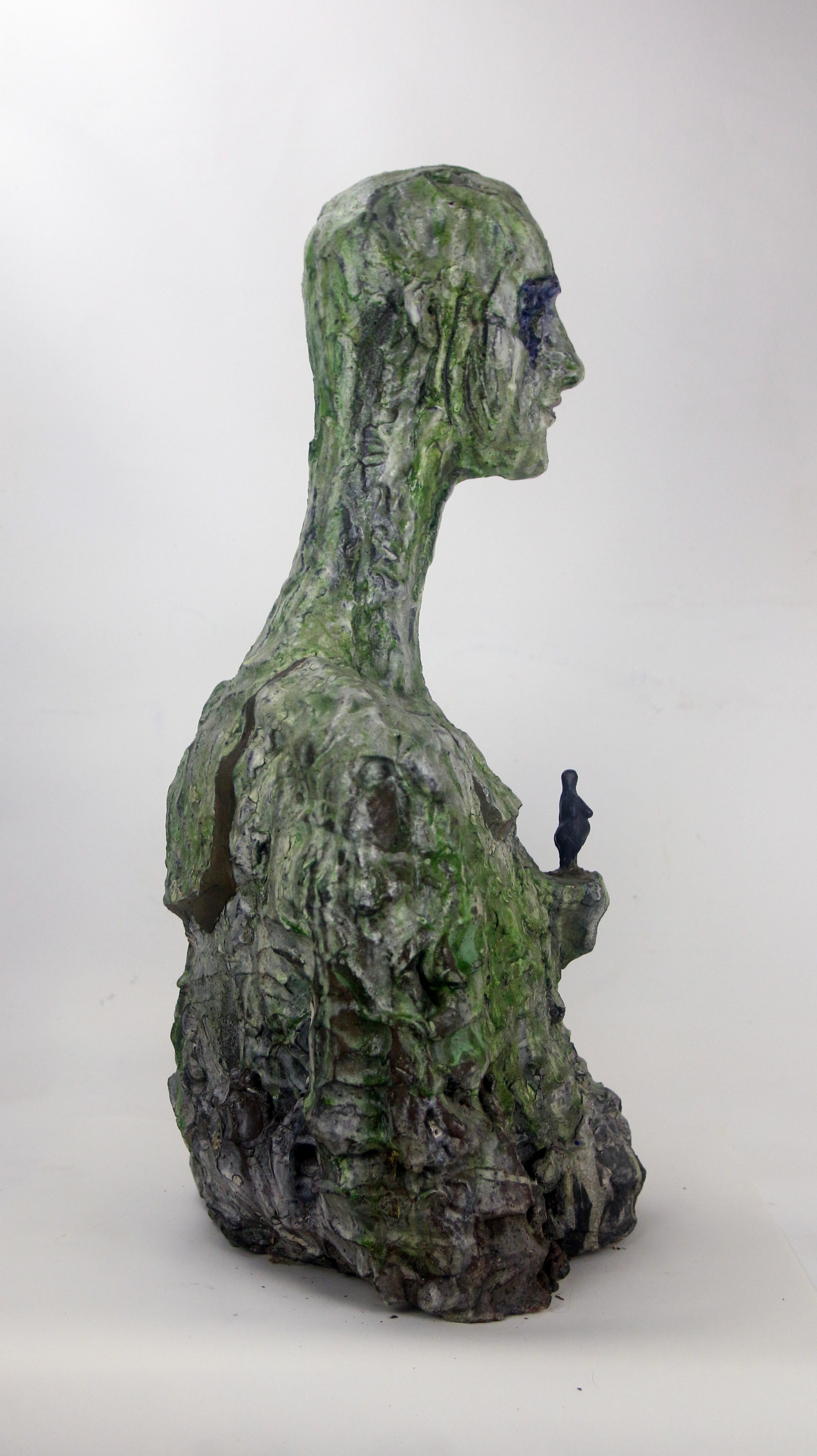 Sculpture de buste en céramique et en bronze de style expressionniste avec surface fragmentée en vente 9