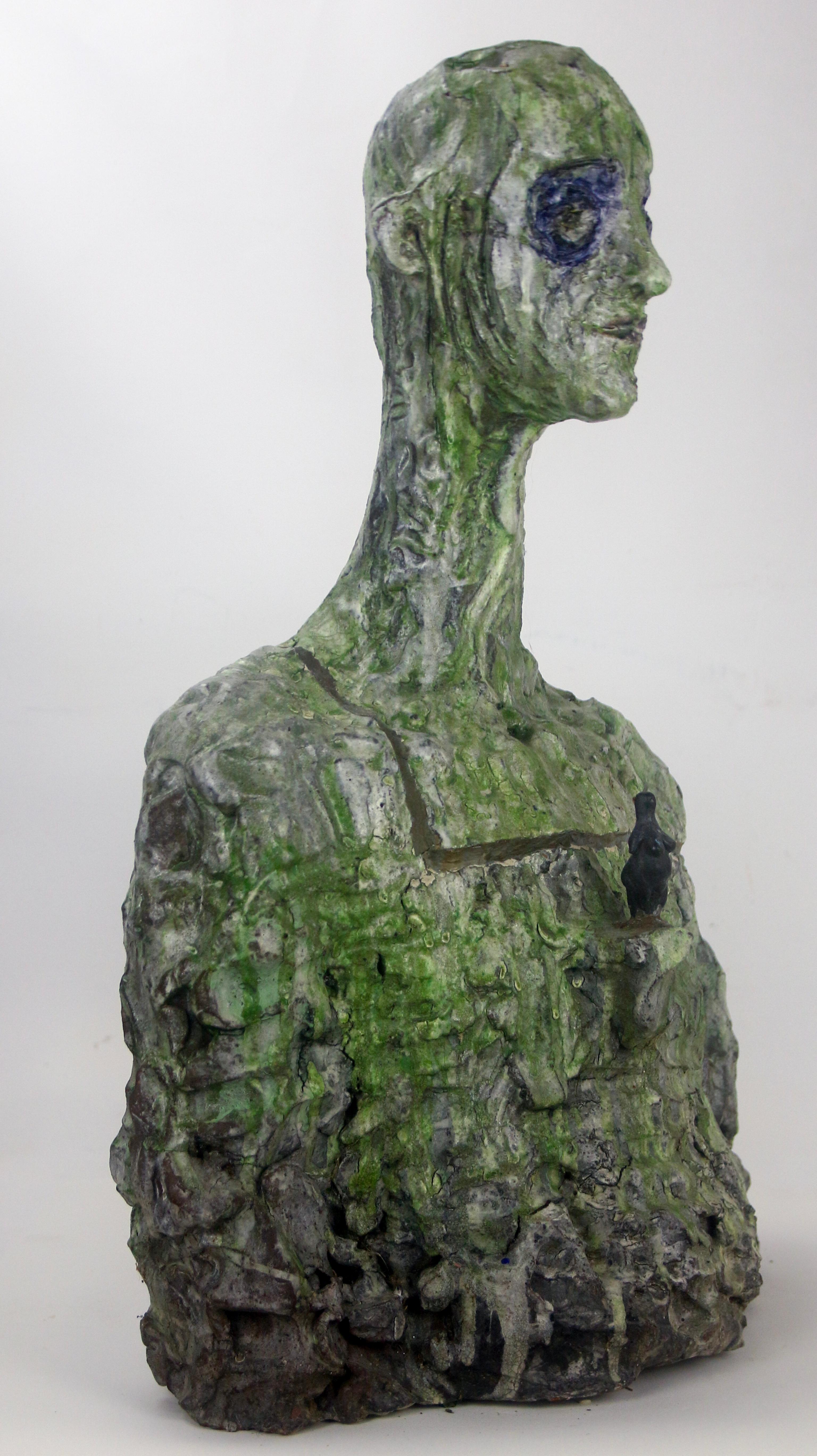 Sculpture de buste en céramique et en bronze de style expressionniste avec surface fragmentée en vente 10