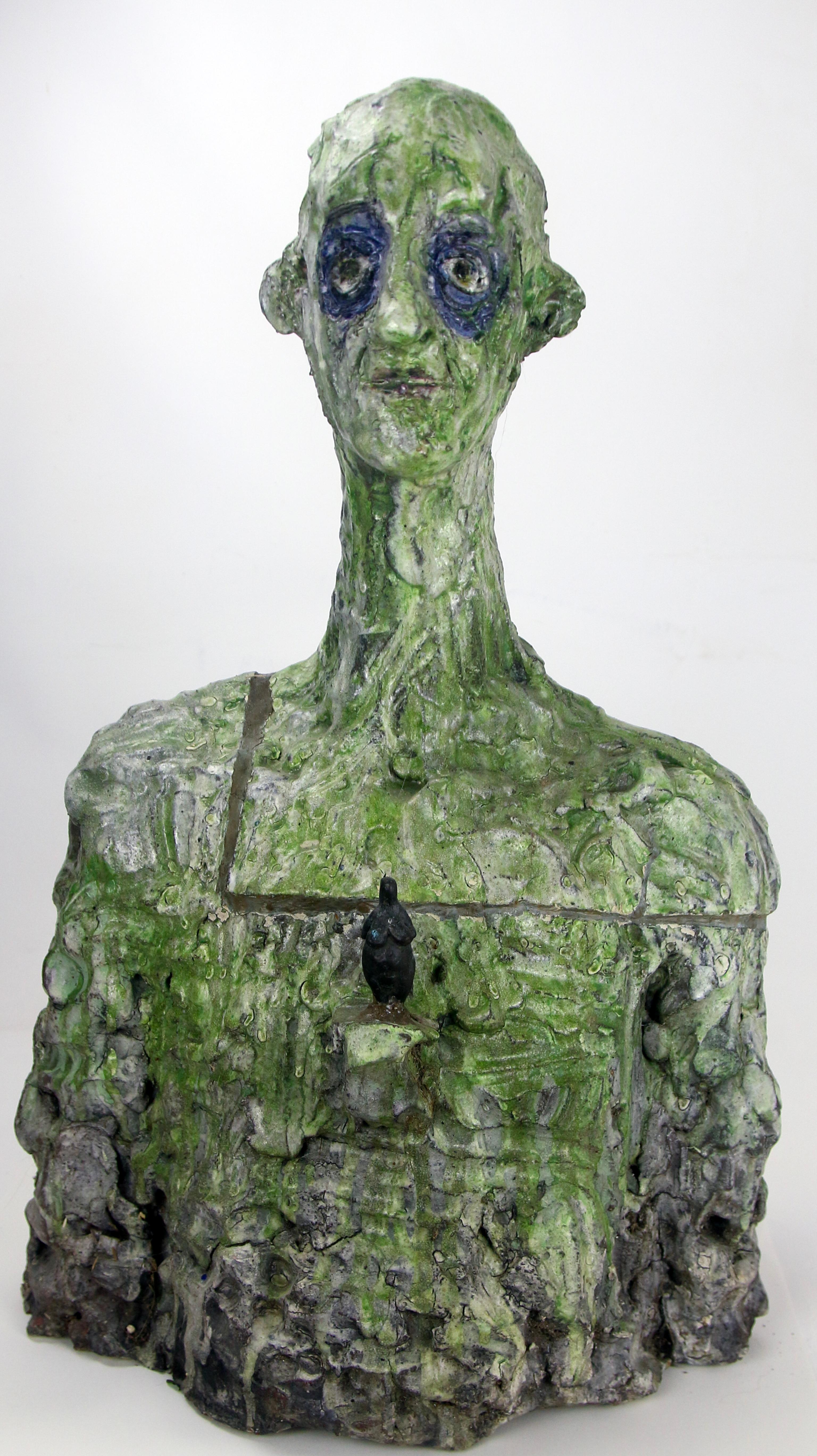 Sculpture de buste en céramique et en bronze de style expressionniste avec surface fragmentée en vente 11