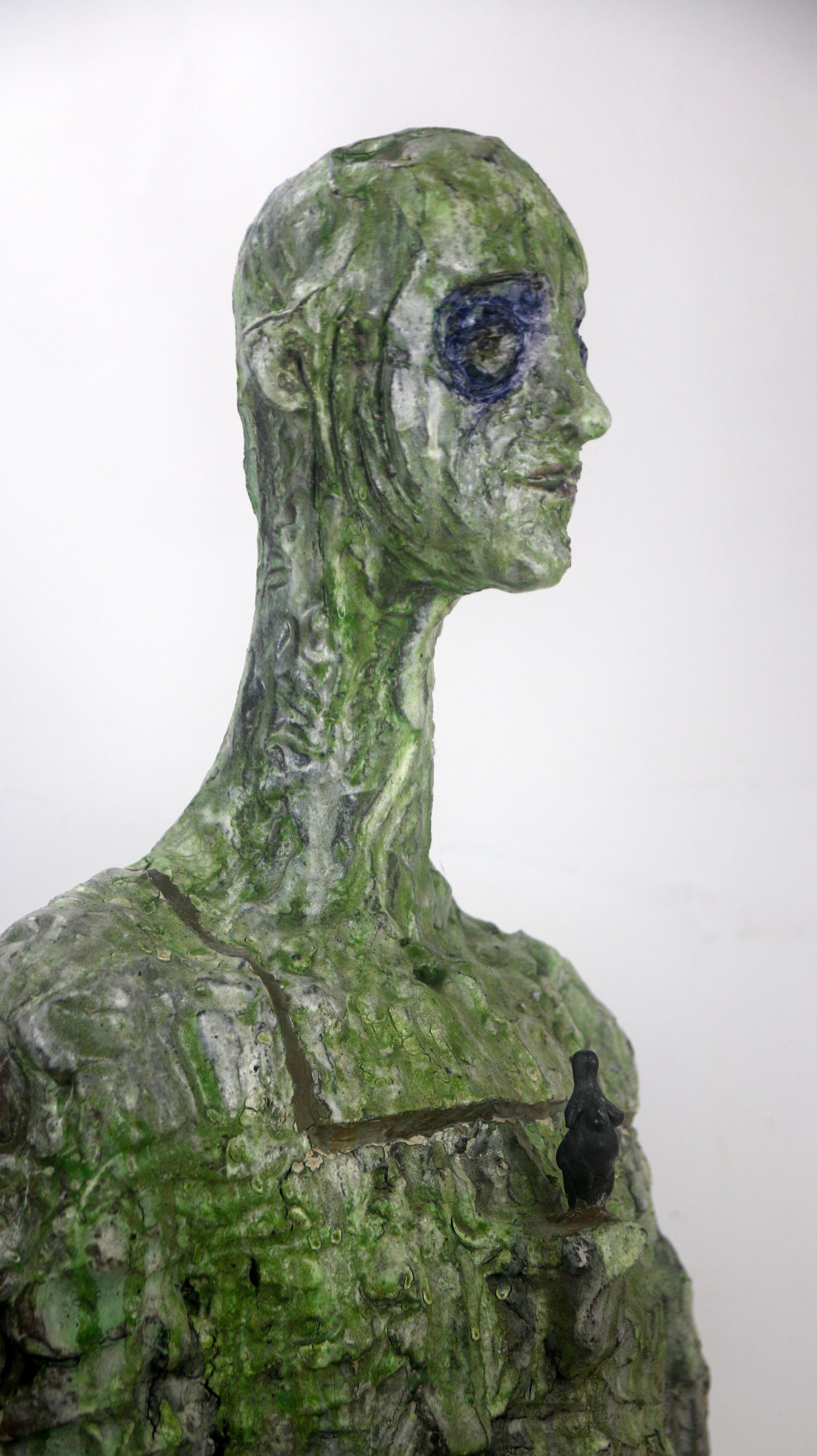 Sculpture de buste en céramique et en bronze de style expressionniste avec surface fragmentée en vente 15