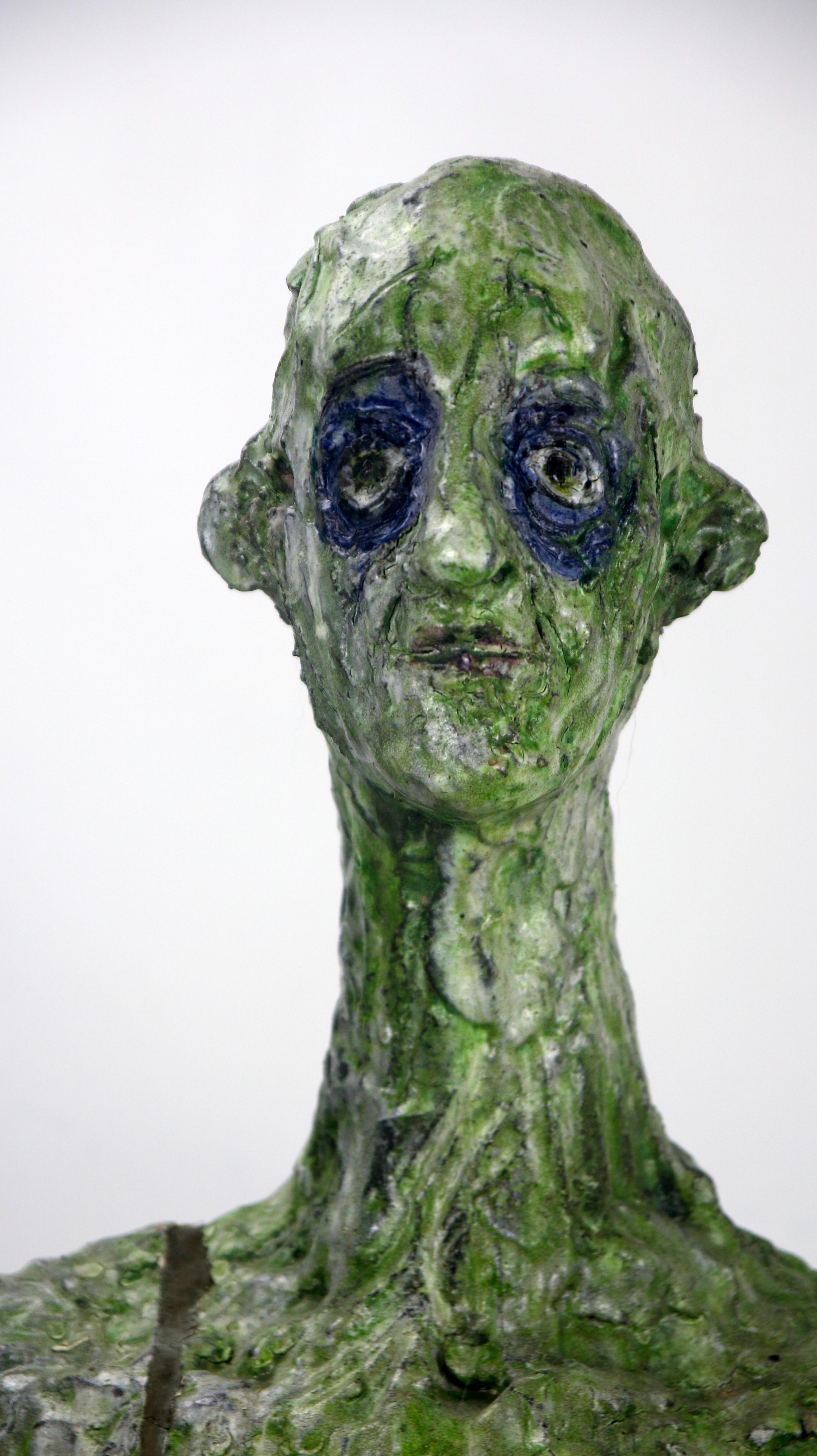 Sculpture de buste en céramique et en bronze de style expressionniste avec surface fragmentée en vente 2