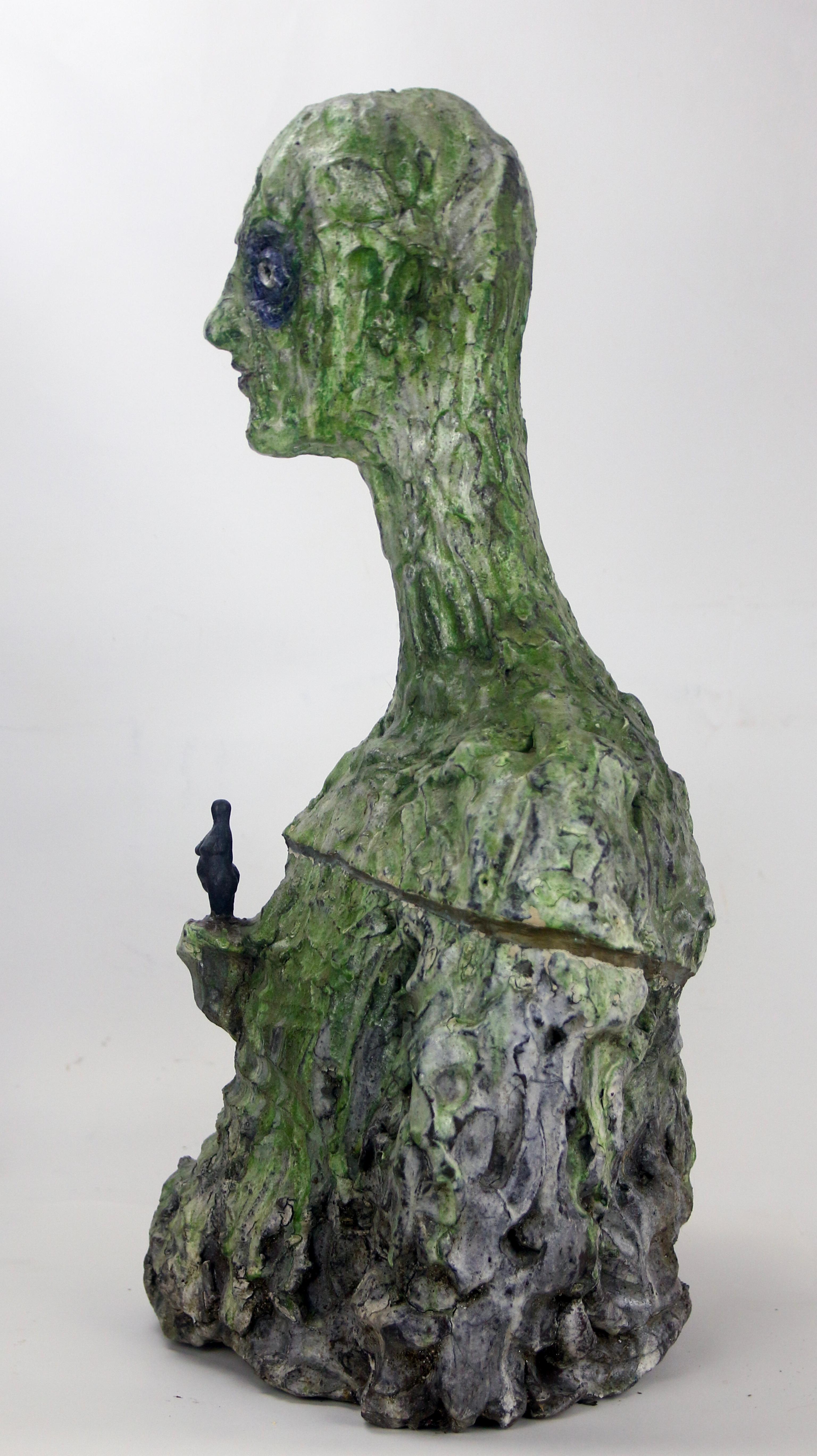 Sculpture de buste en céramique et en bronze de style expressionniste avec surface fragmentée en vente 3