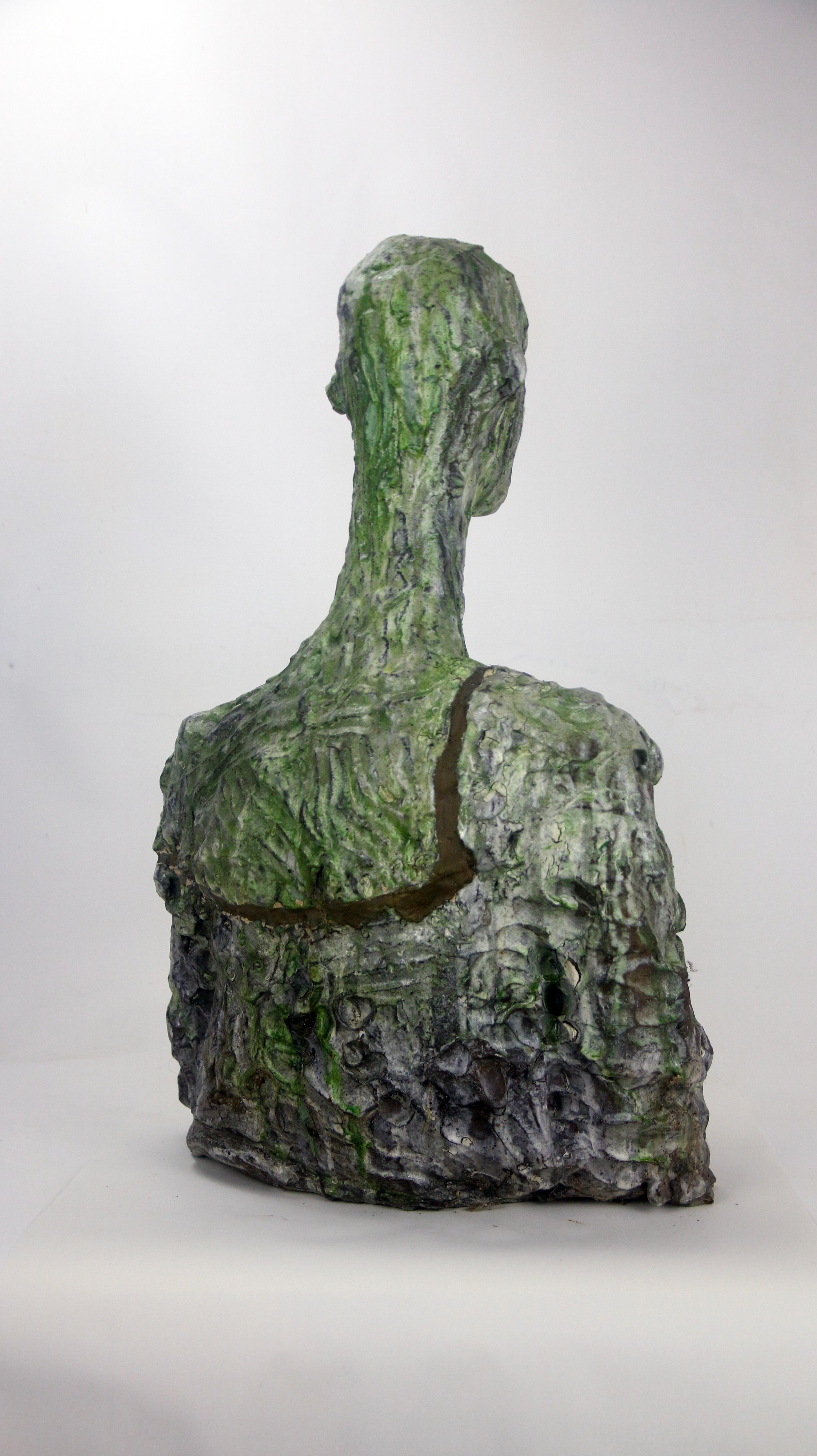 Sculpture de buste en céramique et en bronze de style expressionniste avec surface fragmentée en vente 6