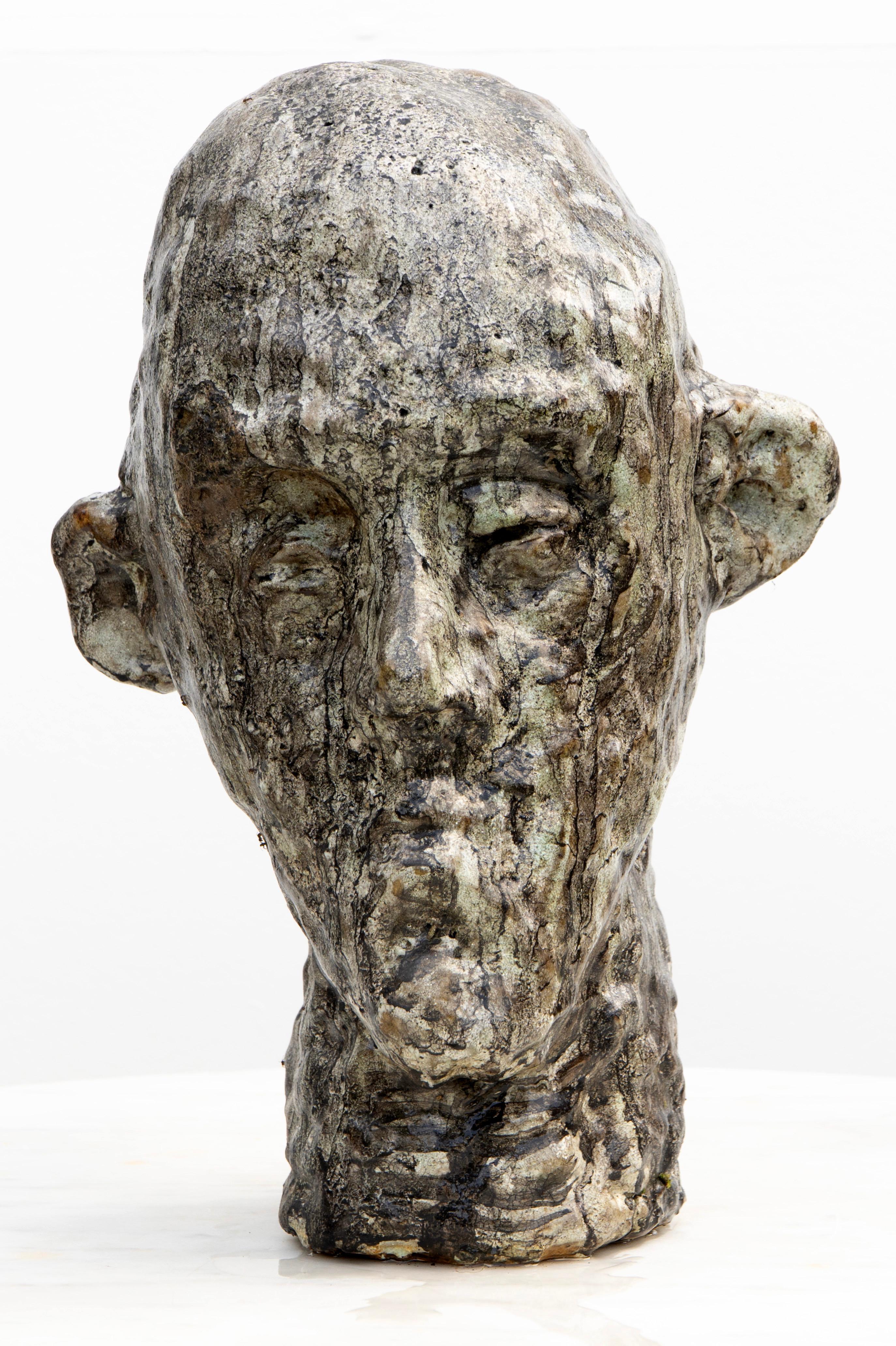 Expresionist Nephilin-Mangan glasierte Keramik Kopf. Hochtemperatur-Lehm-Büste im Angebot 6
