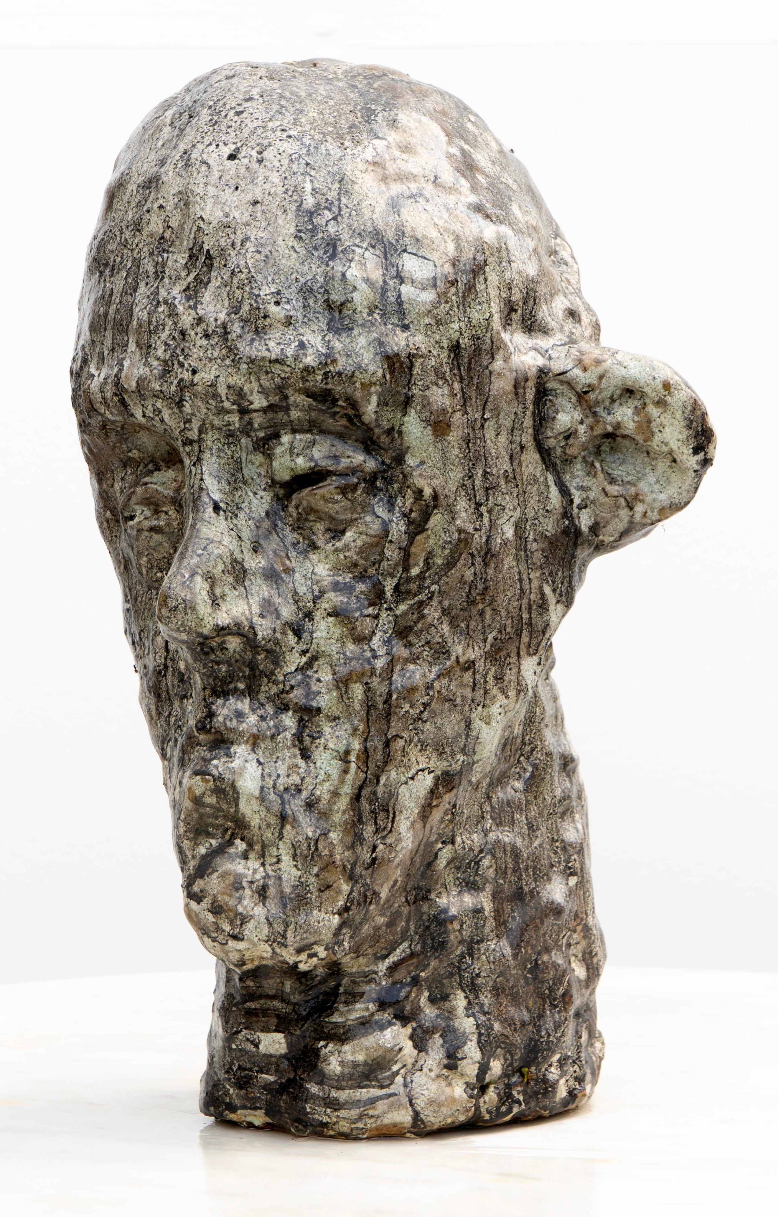 Expresionist Nephilin-Mangan glasierte Keramik Kopf. Hochtemperatur-Lehm-Büste im Angebot 8