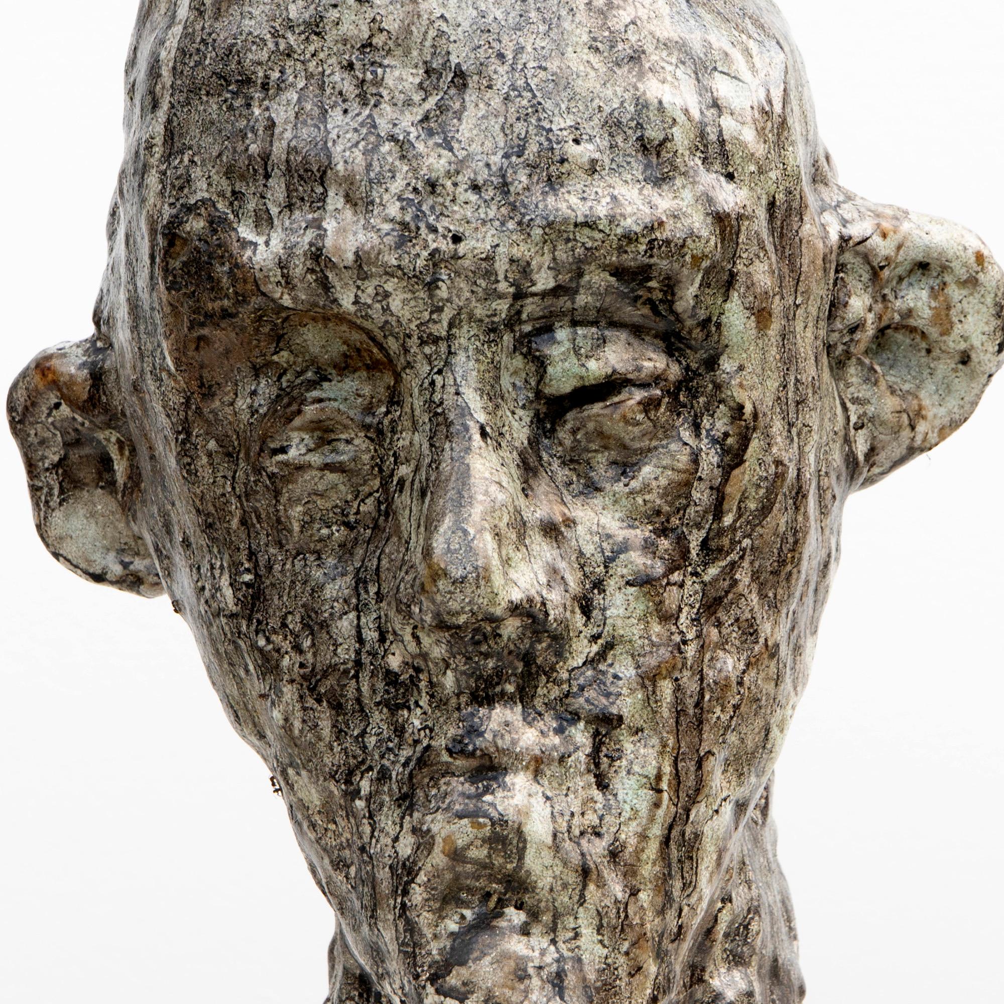 Expresionist Nephilin-Mangan glasierte Keramik Kopf. Hochtemperatur-Lehm-Büste im Angebot 1