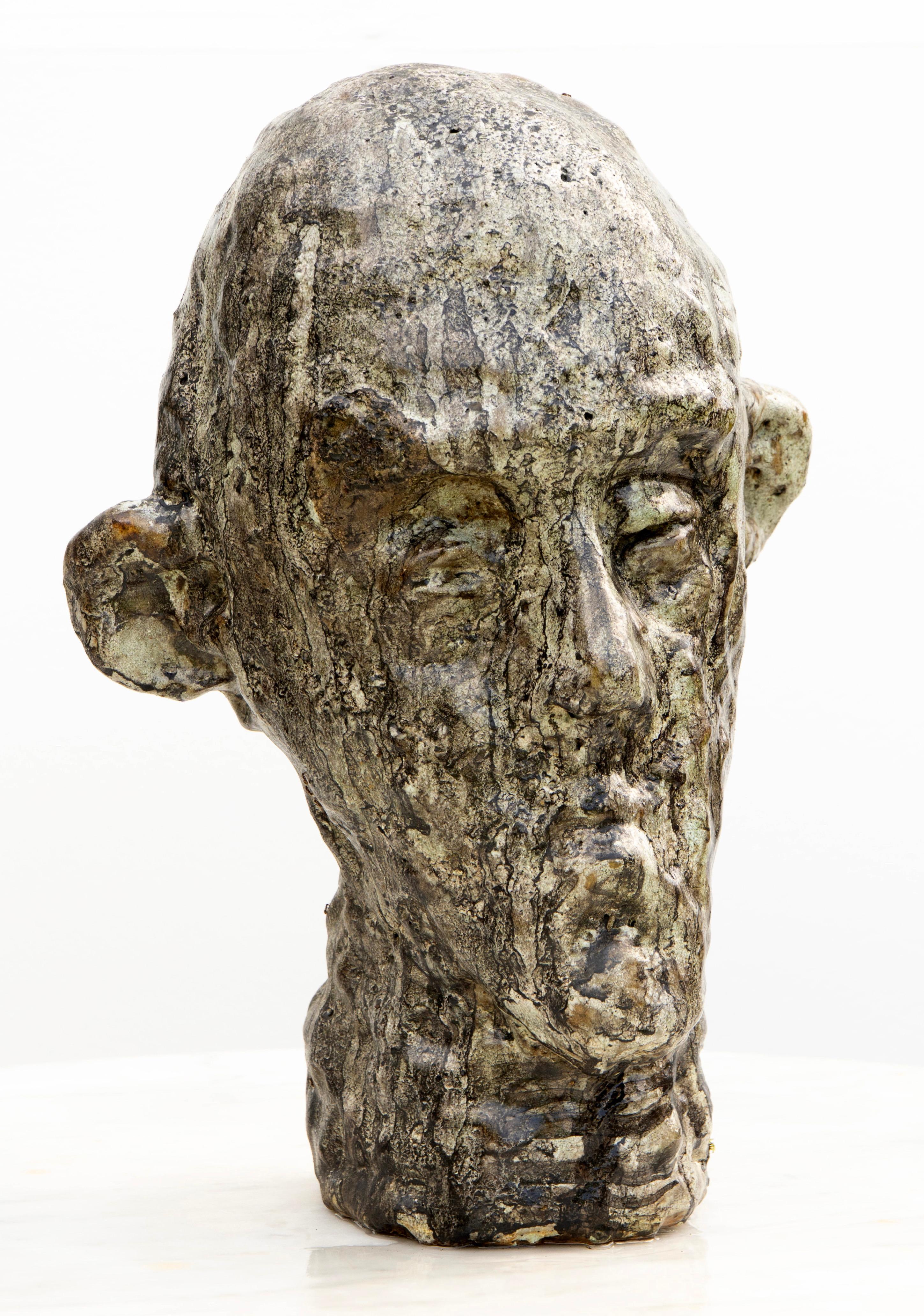 Expresionist Nephilin-Mangan glasierte Keramik Kopf. Hochtemperatur-Lehm-Büste im Angebot 2