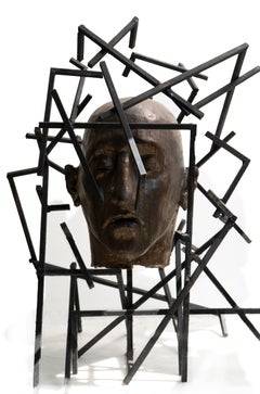 Scultura architettonica in ceramica con struttura in ferro battuto per esterni