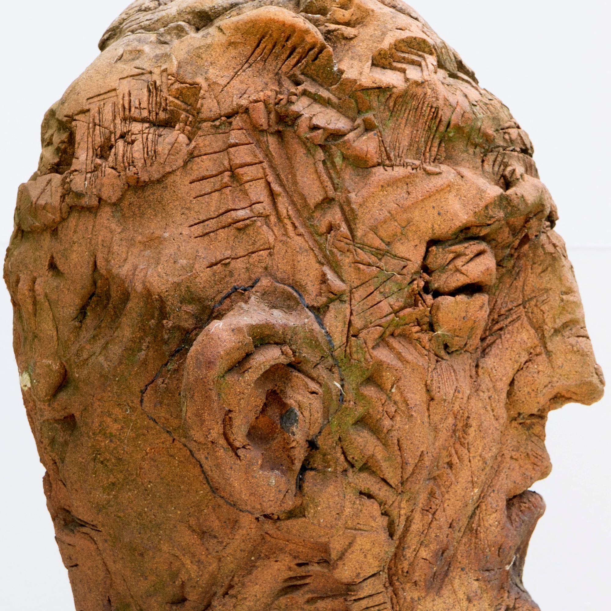 Expressionist Ceramic Head Sculpture in Refractory Stoneware – Testa #10 For Sale 9