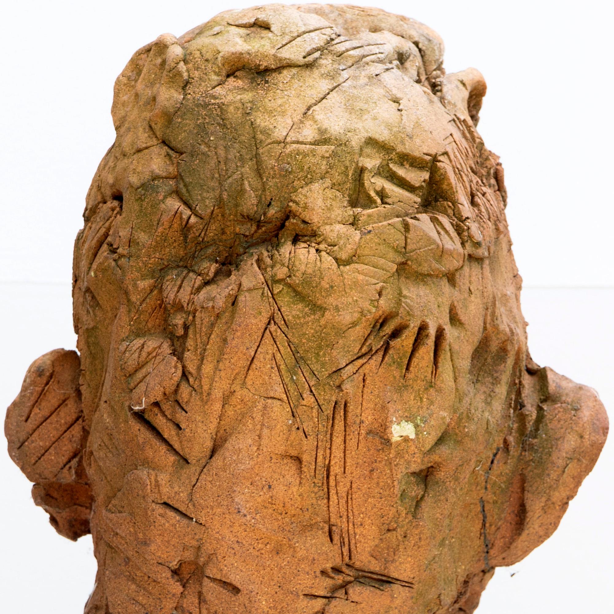 Expressionist Ceramic Head Sculpture in Refractory Stoneware – Testa #10 For Sale 10