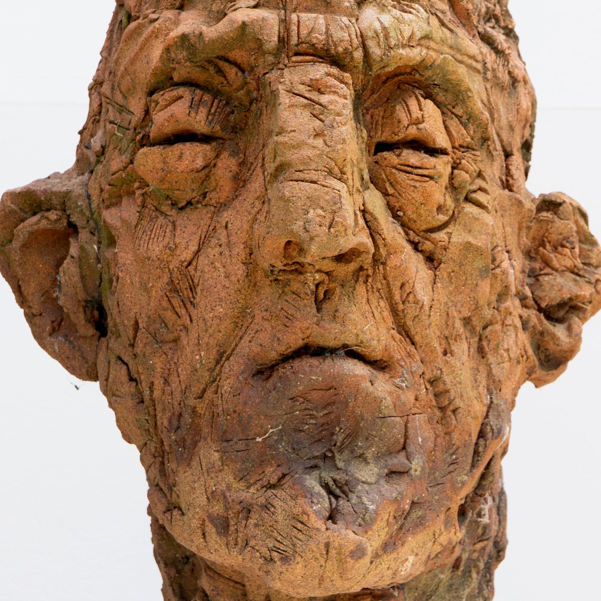Expressionist Ceramic Head Sculpture in Refractory Stoneware – Testa #10 For Sale 12