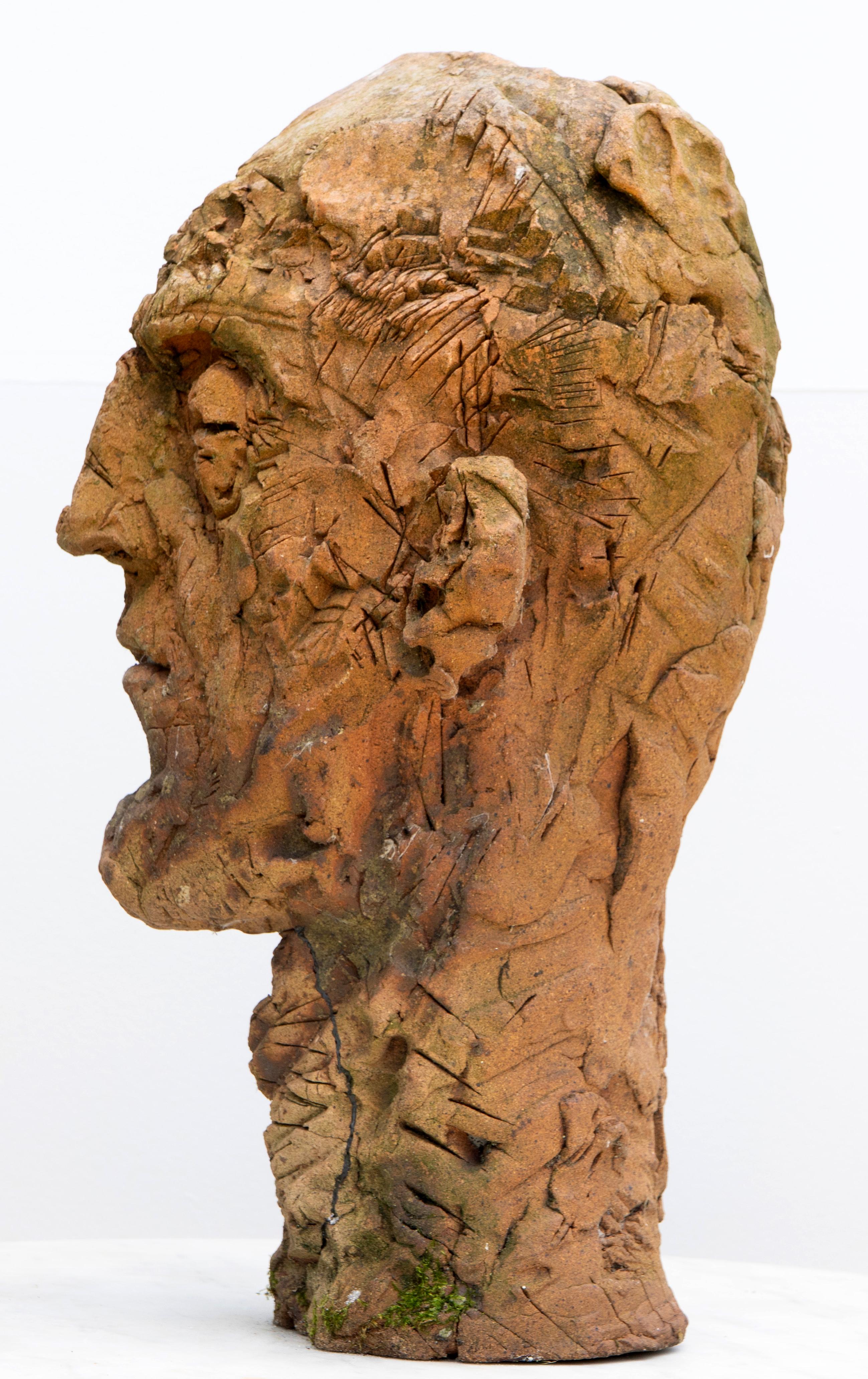 Expressionist Ceramic Head Sculpture in Refractory Stoneware – Testa #10 For Sale 2