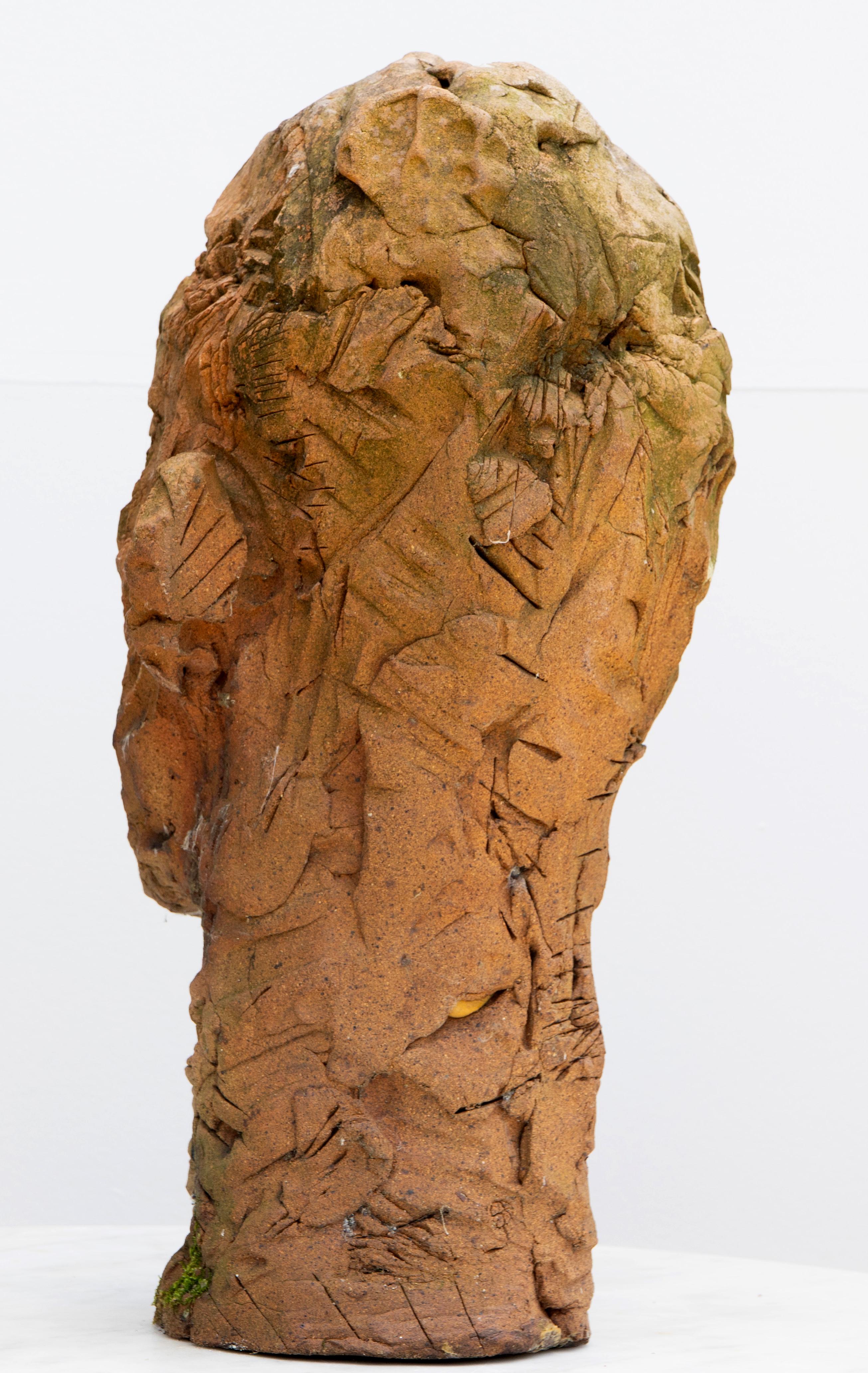 Expressionist Ceramic Head Sculpture in Refractory Stoneware – Testa #10 For Sale 3