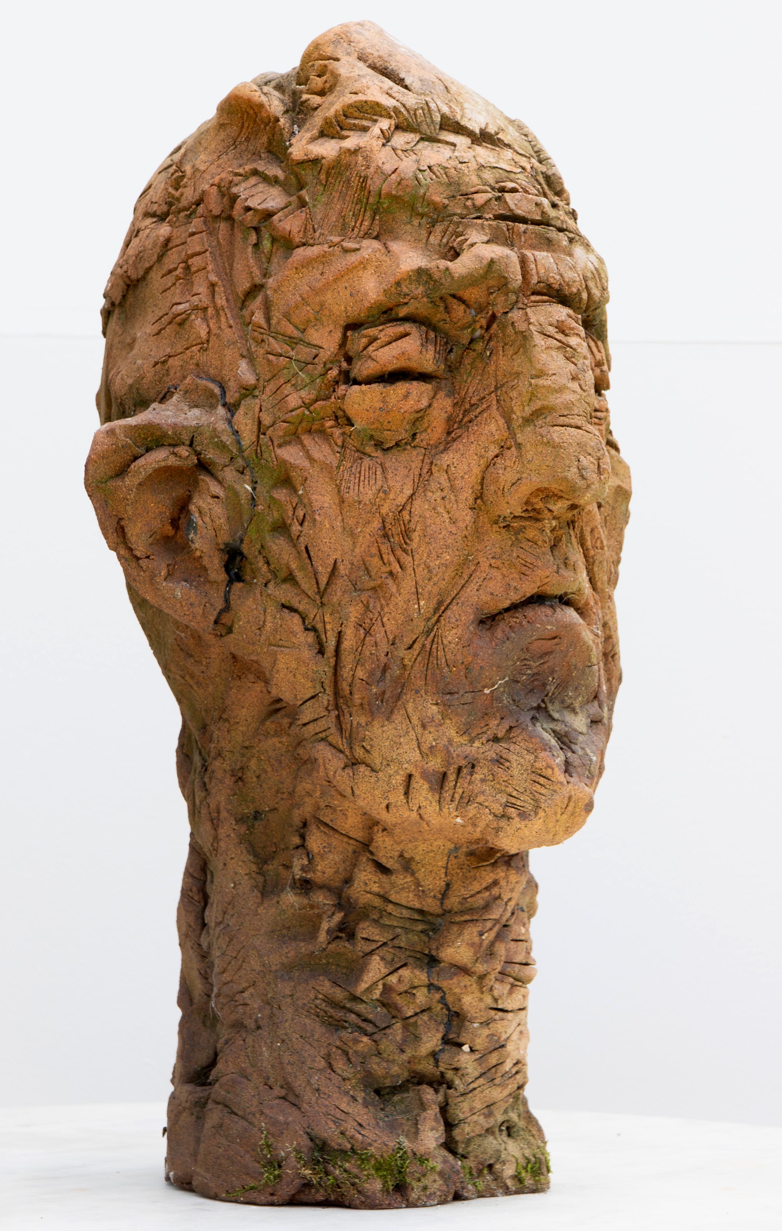 Expressionist Ceramic Head Sculpture in Refractory Stoneware – Testa #10 For Sale 7