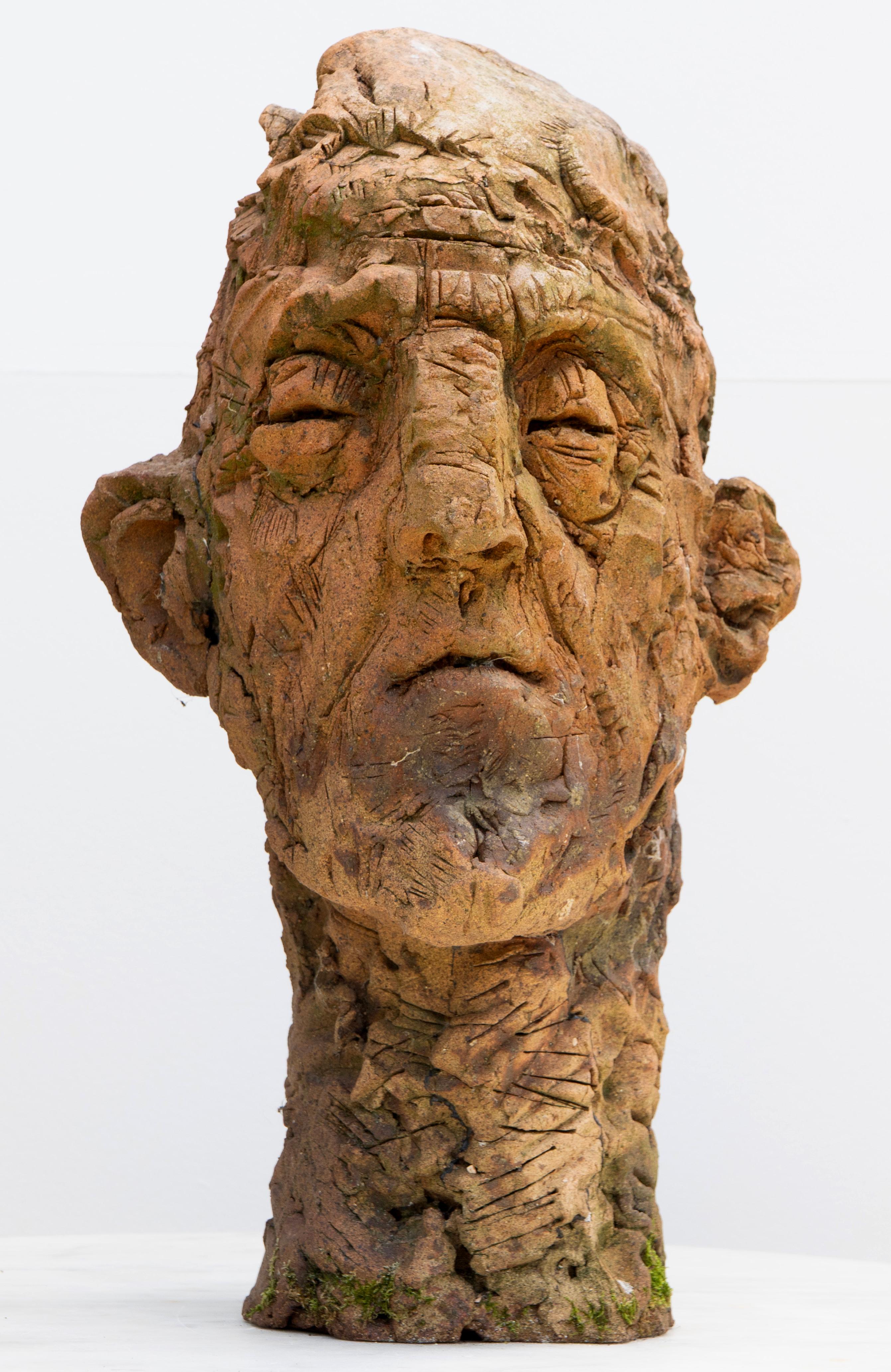 Expressionist Ceramic Head Sculpture in Refractory Stoneware – Testa #10 For Sale 8