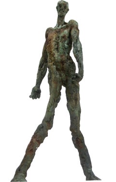 Expressionistische schwere Bronzeskulptur in Wachsausschmelzverfahren, die die Wut enthält