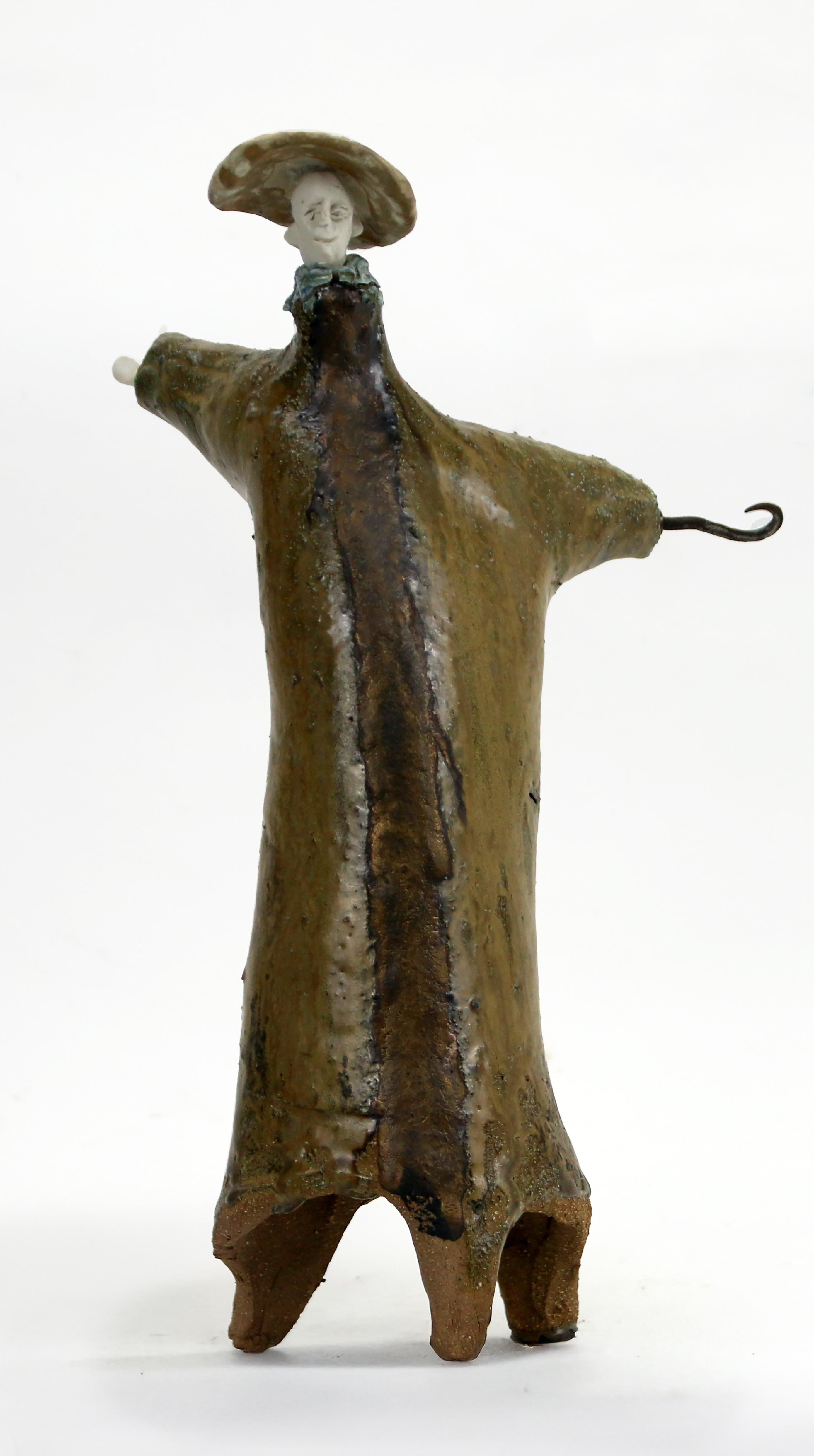 Expressive High Fire Ceramic Figure with Forged Iron Hook Extravagant Series For Sale 6