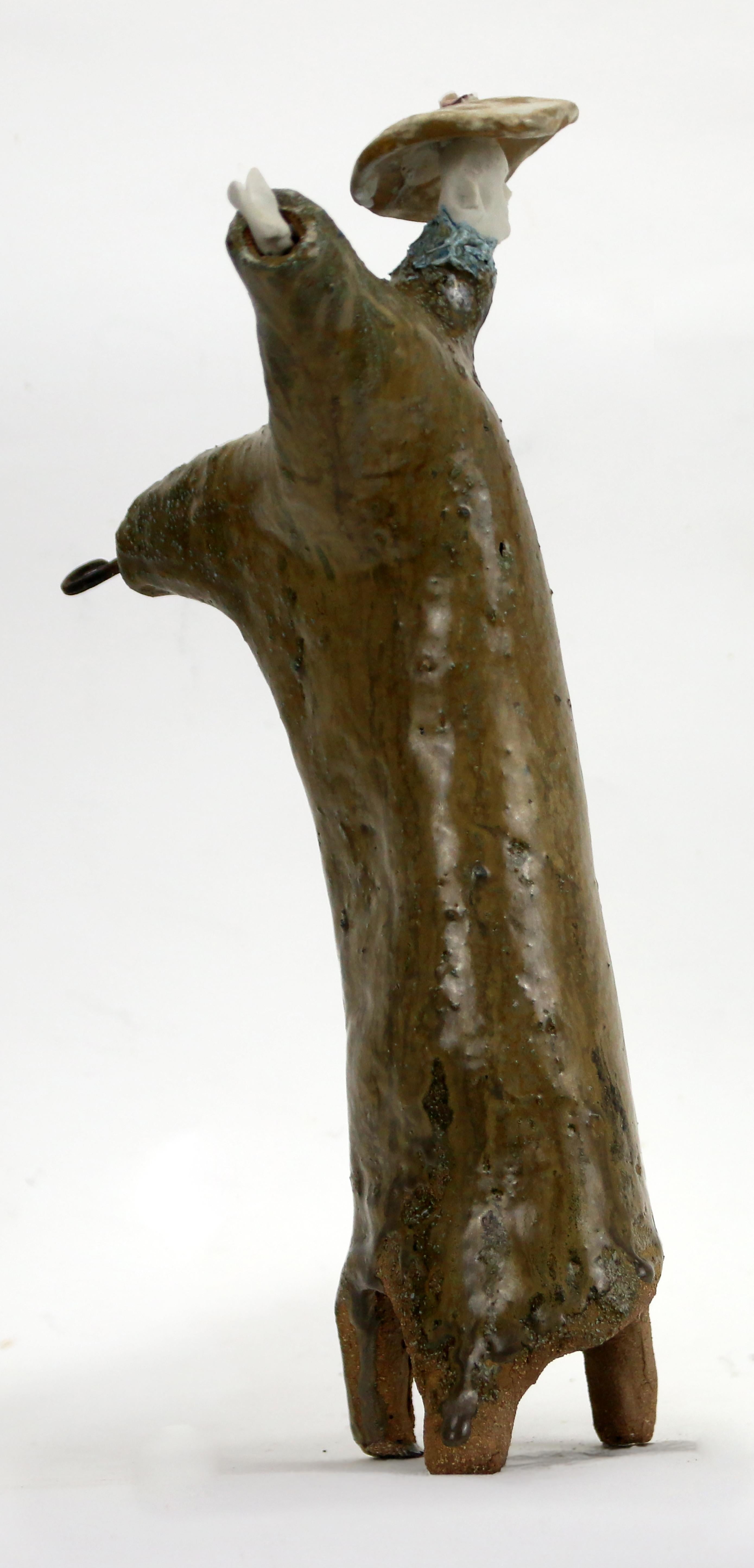 Expressive High Fire Ceramic Figure with Forged Iron Hook Extravagant Series For Sale 1