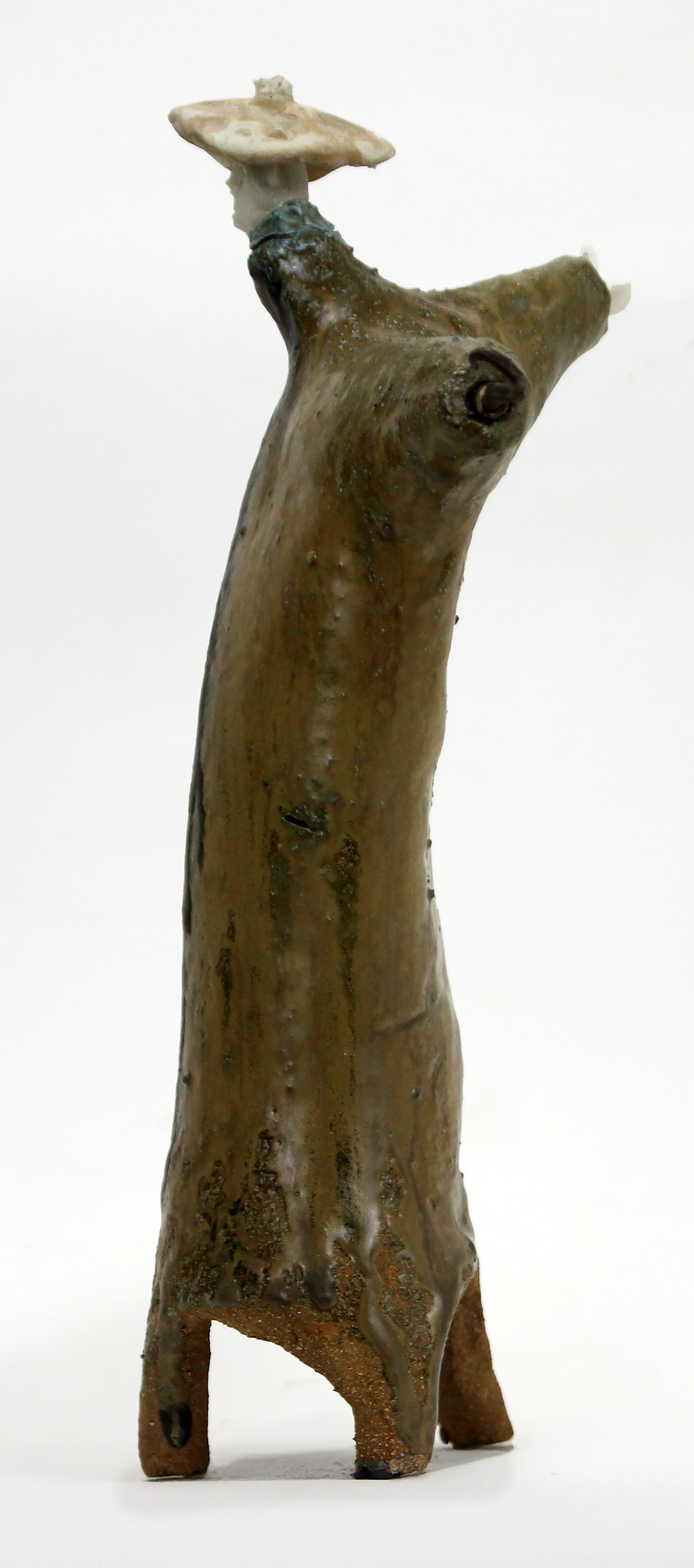 Expressive High Fire Ceramic Figure with Forged Iron Hook Extravagant Series For Sale 3