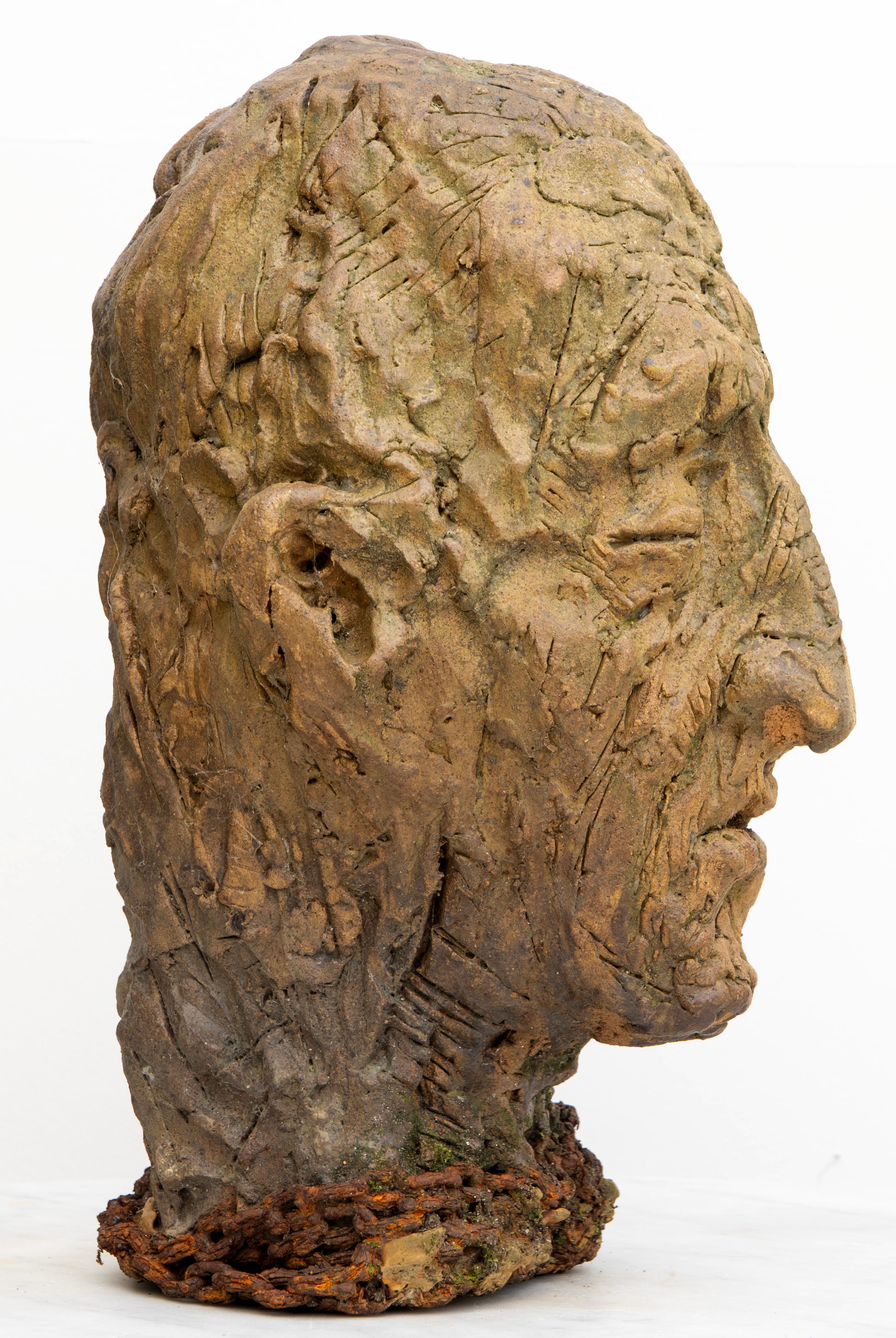 Scultura di testa in ceramica con base in ferro ossidato. Testa n 13 in vendita 5