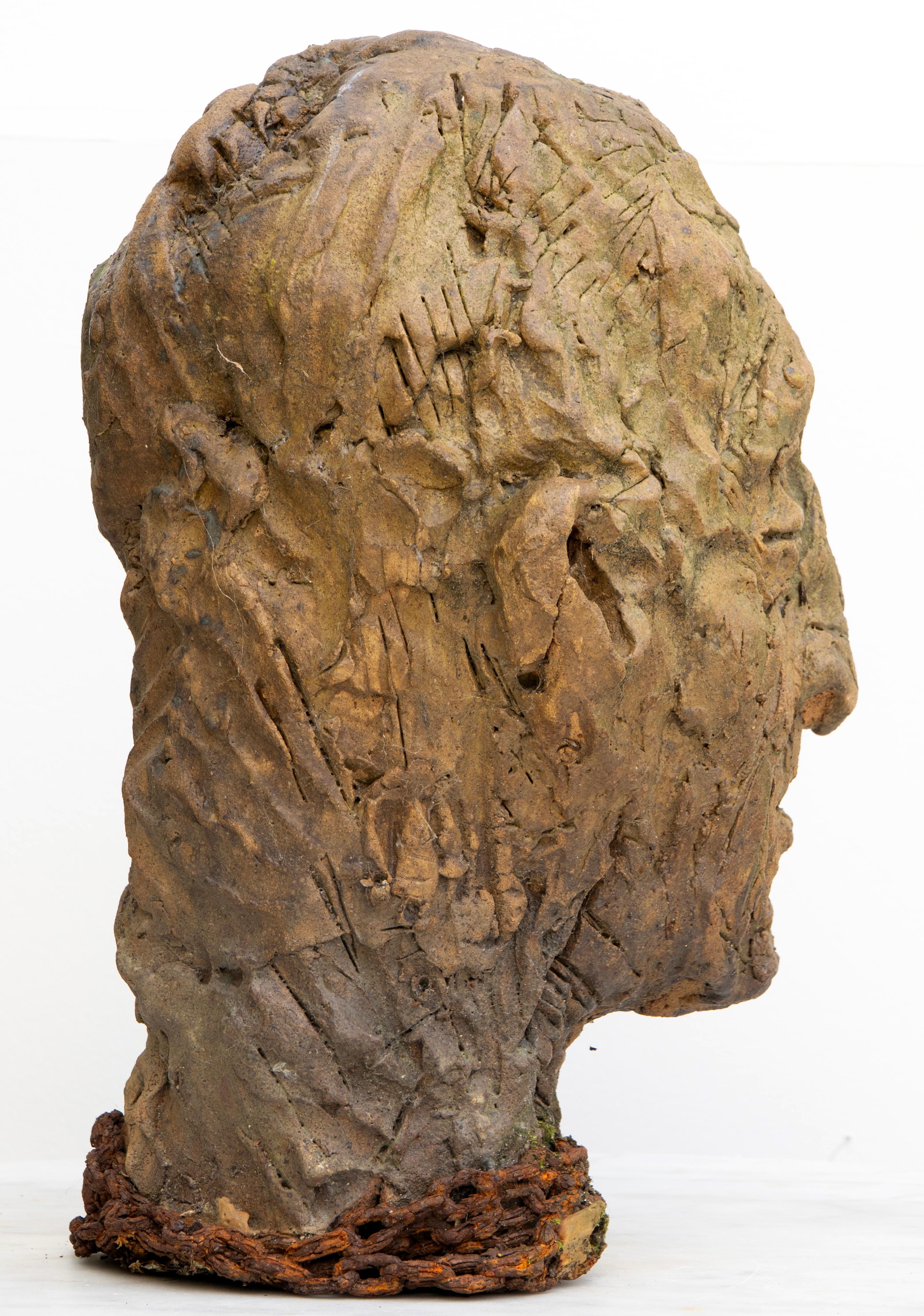 Scultura di testa in ceramica con base in ferro ossidato. Testa n 13 in vendita 4