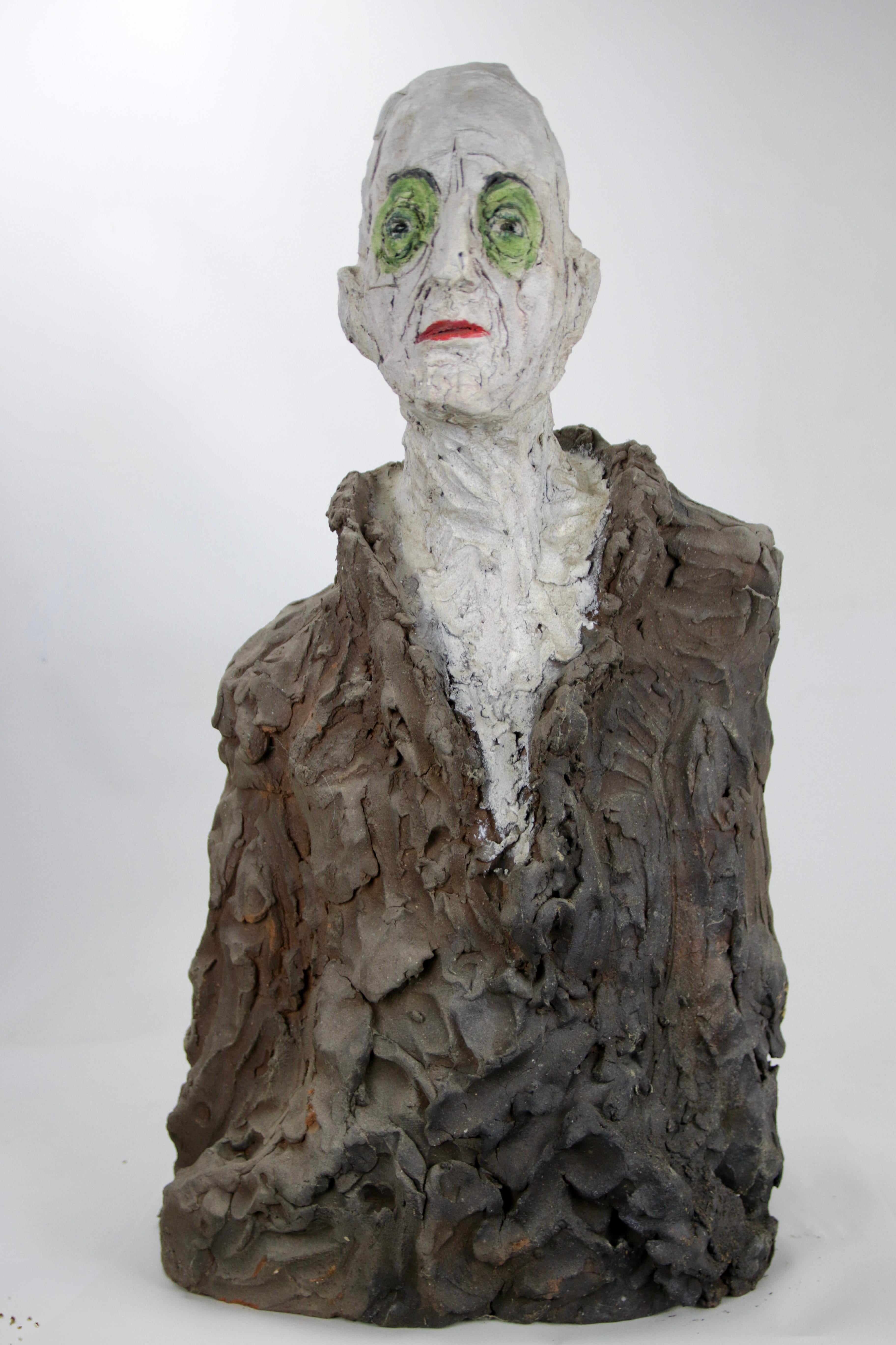 Figurative Keramikbüste mit strukturiertem Mantel und ausdrucksstarker Glasur im Angebot 6