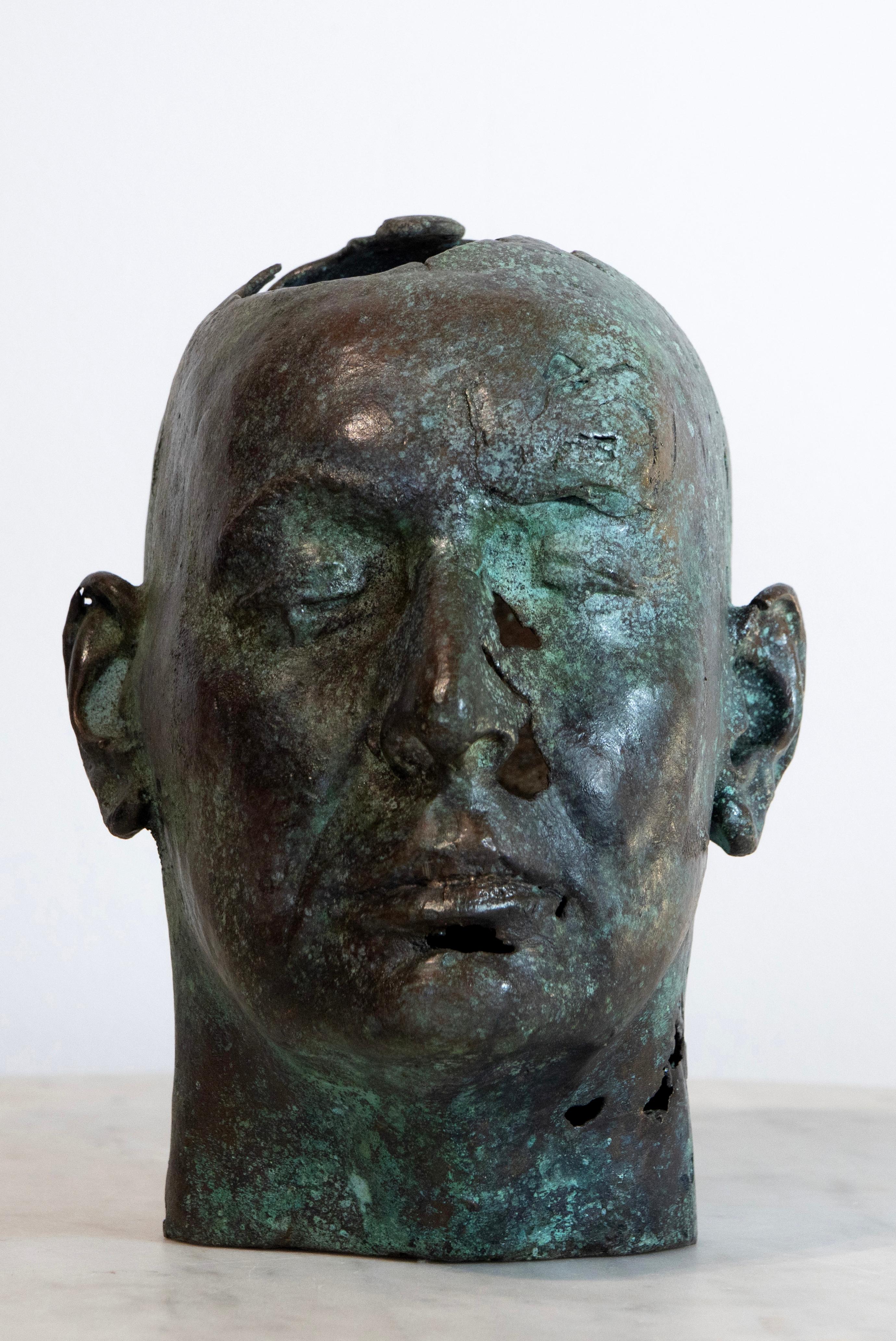 Scultura iperrealistica in bronzo a cera persa di testa femminile, teschio cavo, contemporanea in vendita 5
