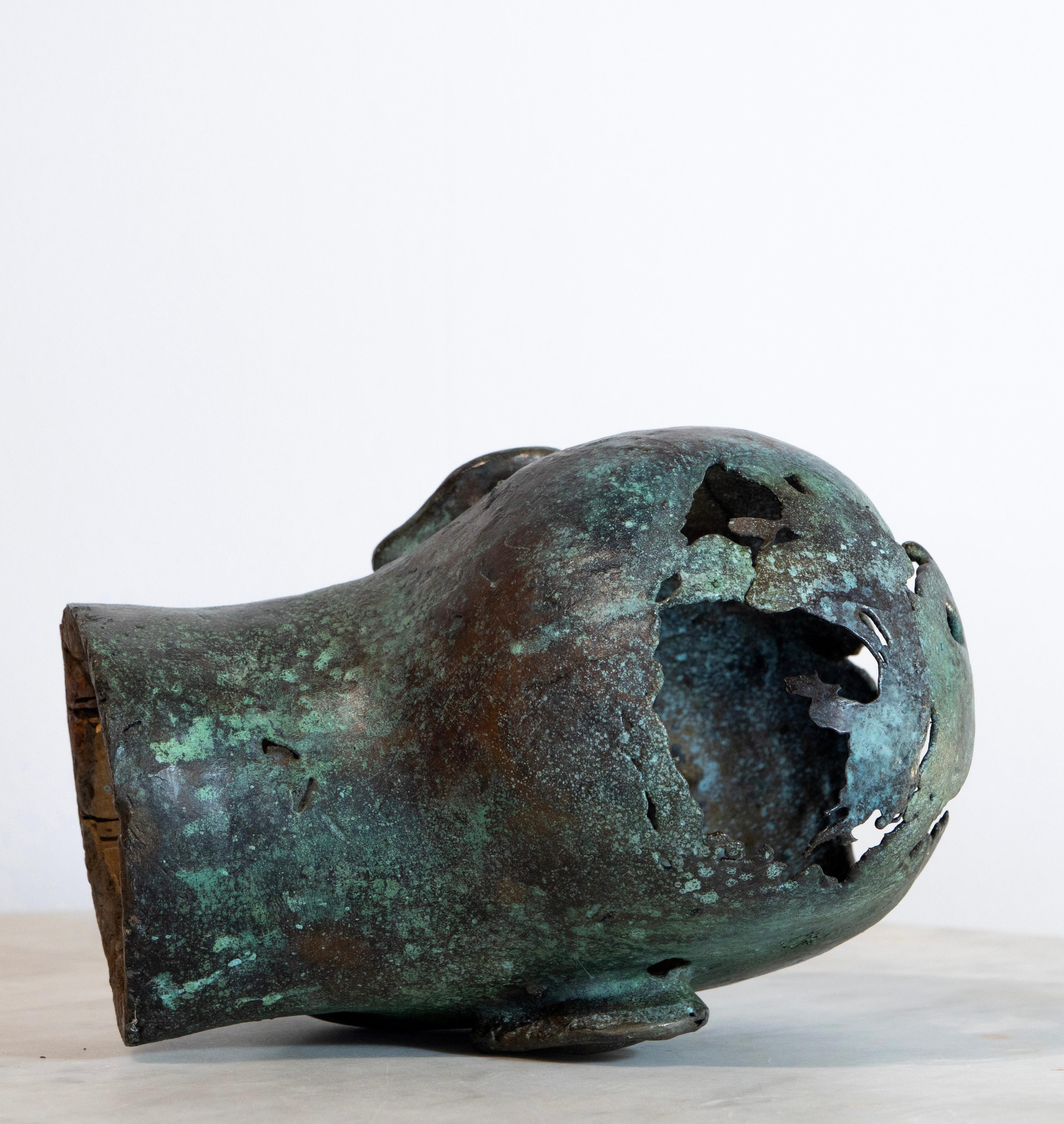 Scultura iperrealistica in bronzo a cera persa di testa femminile, teschio cavo, contemporanea in vendita 7