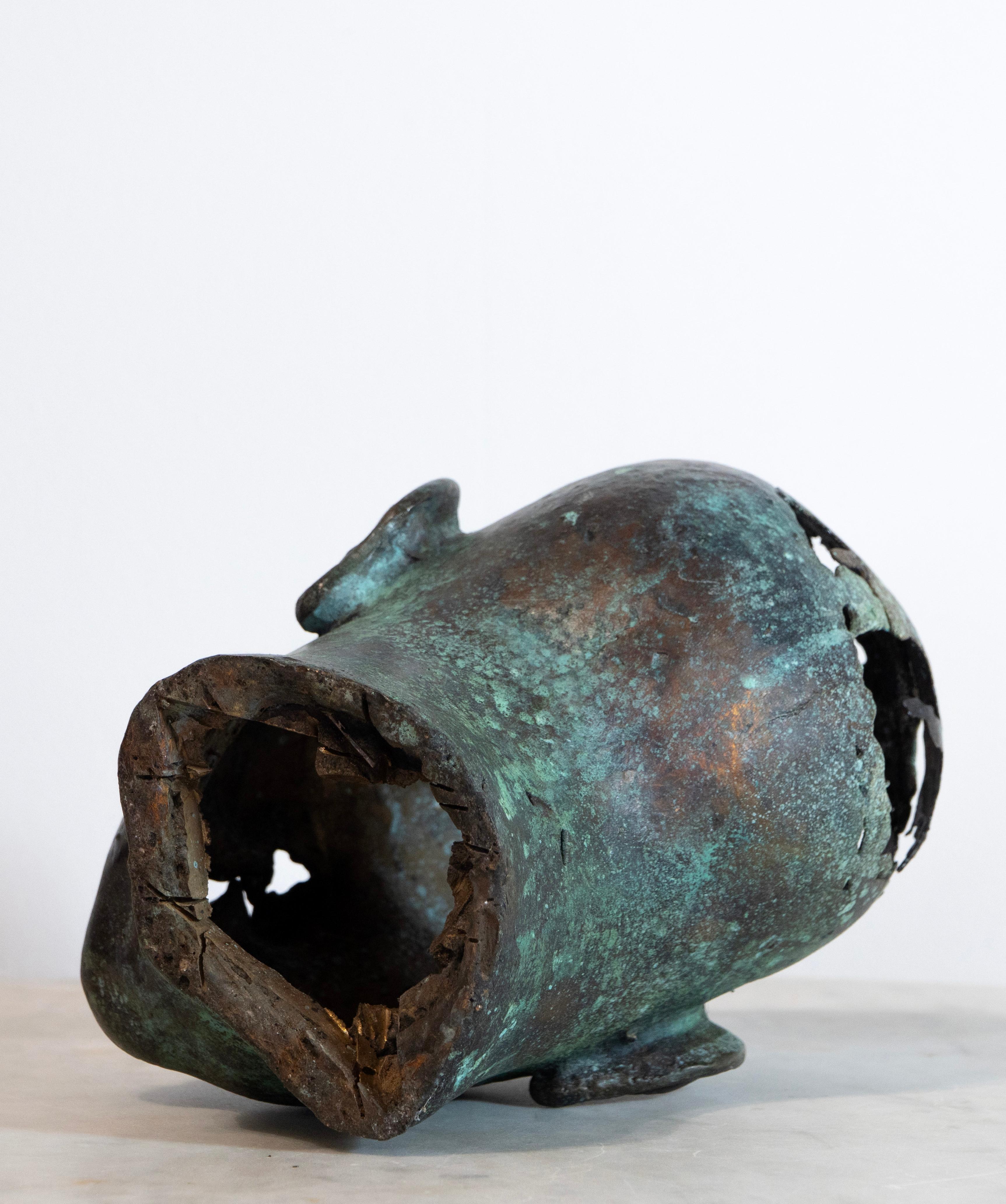 Scultura iperrealistica in bronzo a cera persa di testa femminile, teschio cavo, contemporanea in vendita 8