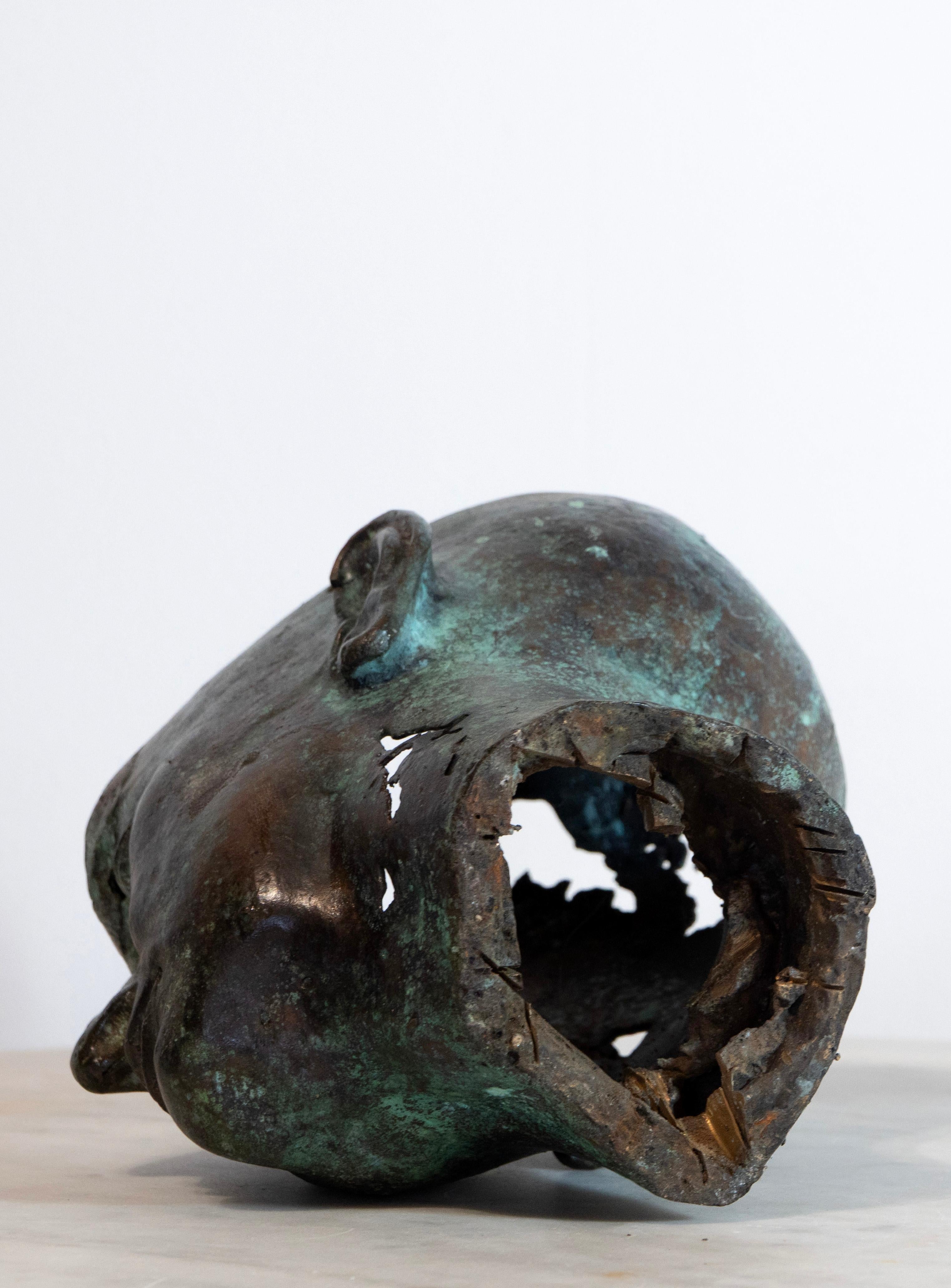Scultura iperrealistica in bronzo a cera persa di testa femminile, teschio cavo, contemporanea in vendita 9
